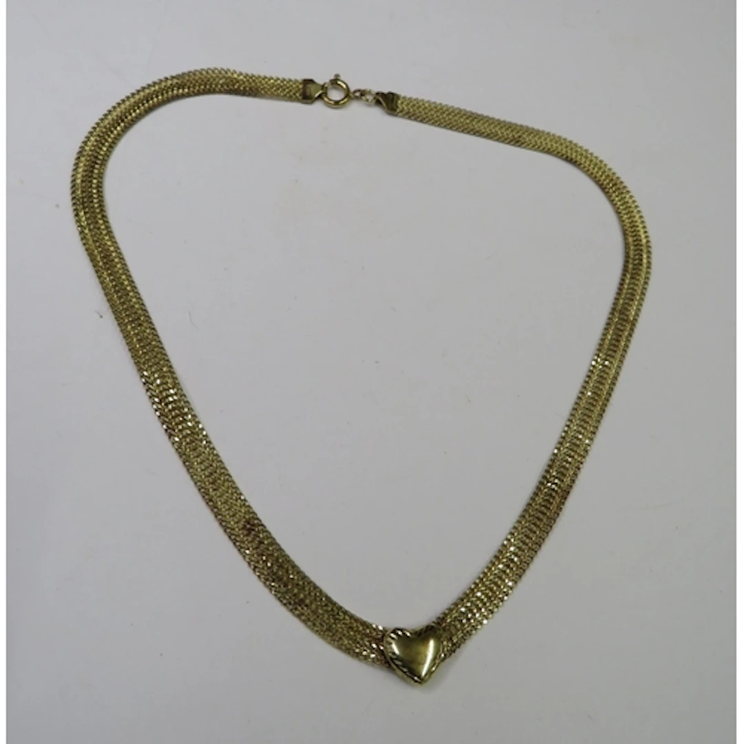Yellow Gold 9ct Multi strand flat link collar necklace with ...