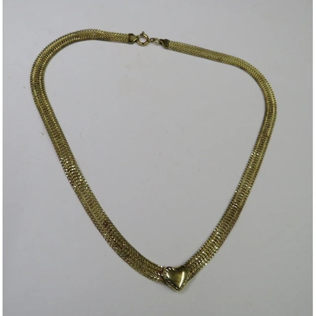 Yellow Gold 9ct Multi strand flat link collar necklace with ...
