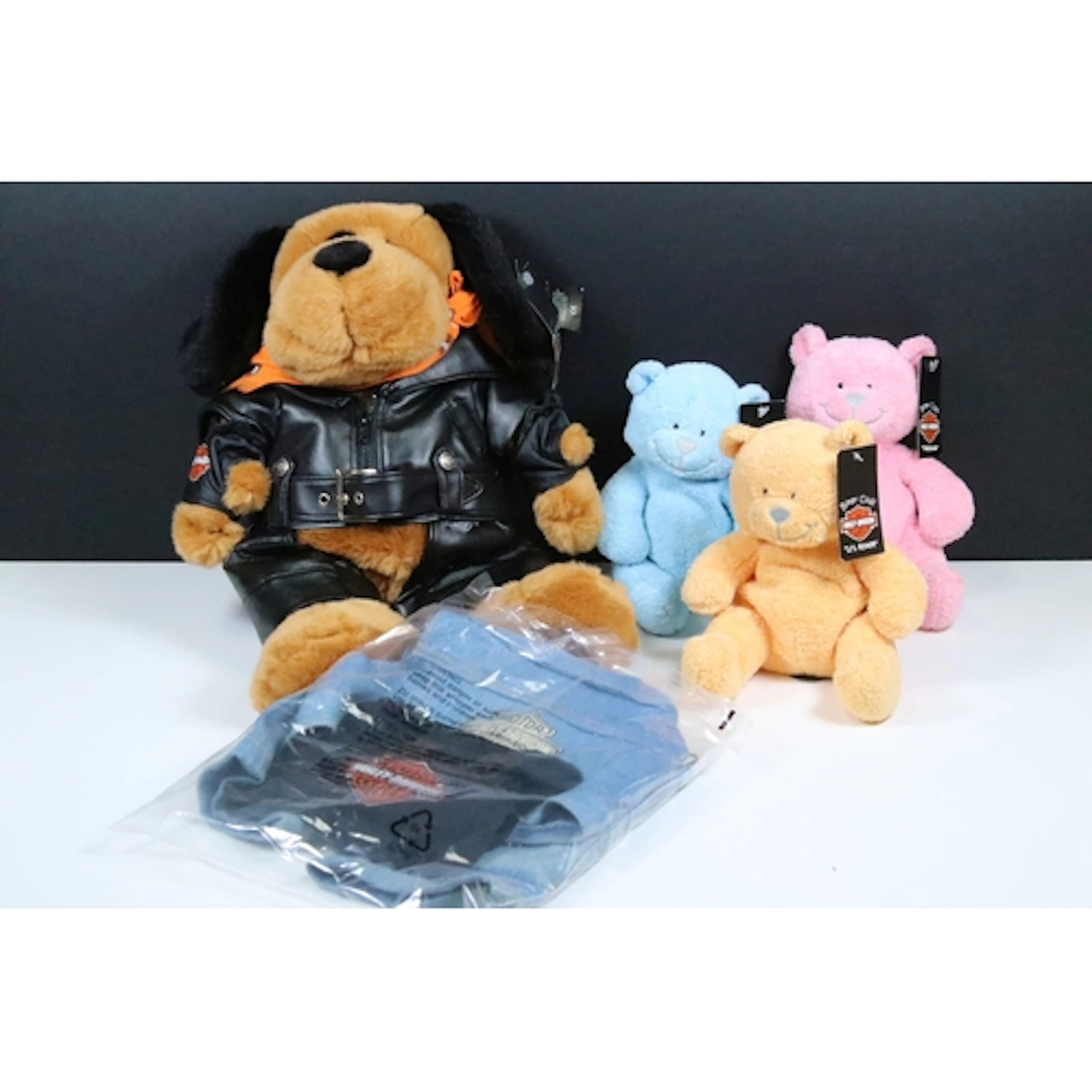 Four Kids Preferred Harley Davidson themed teddy bears and a...