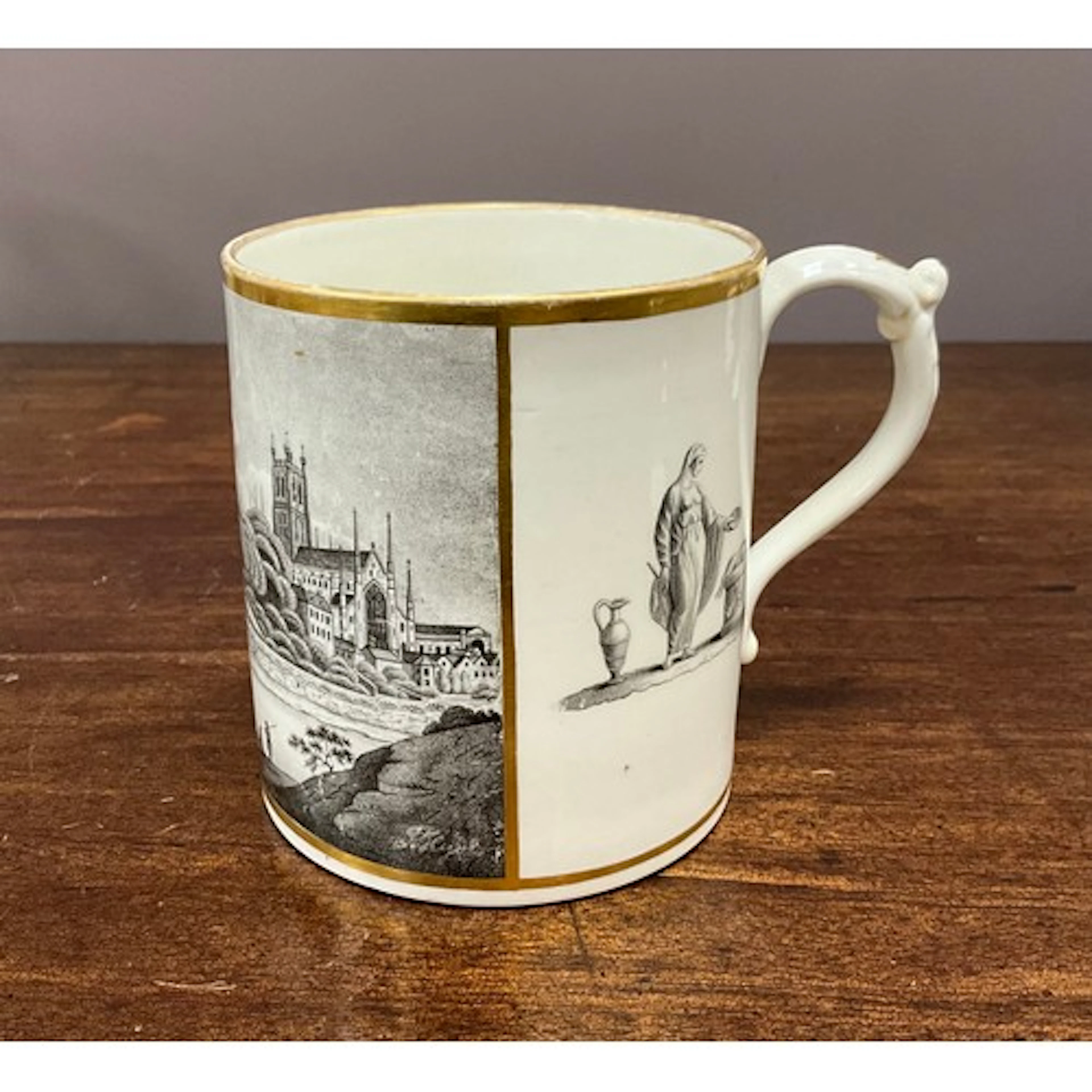 A 19th century Flight Barr & Barr cylindrical mug, printed w...