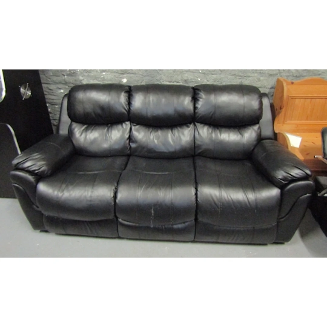 Modern Leather Upholstered Three Seat Settee Approximately 6...