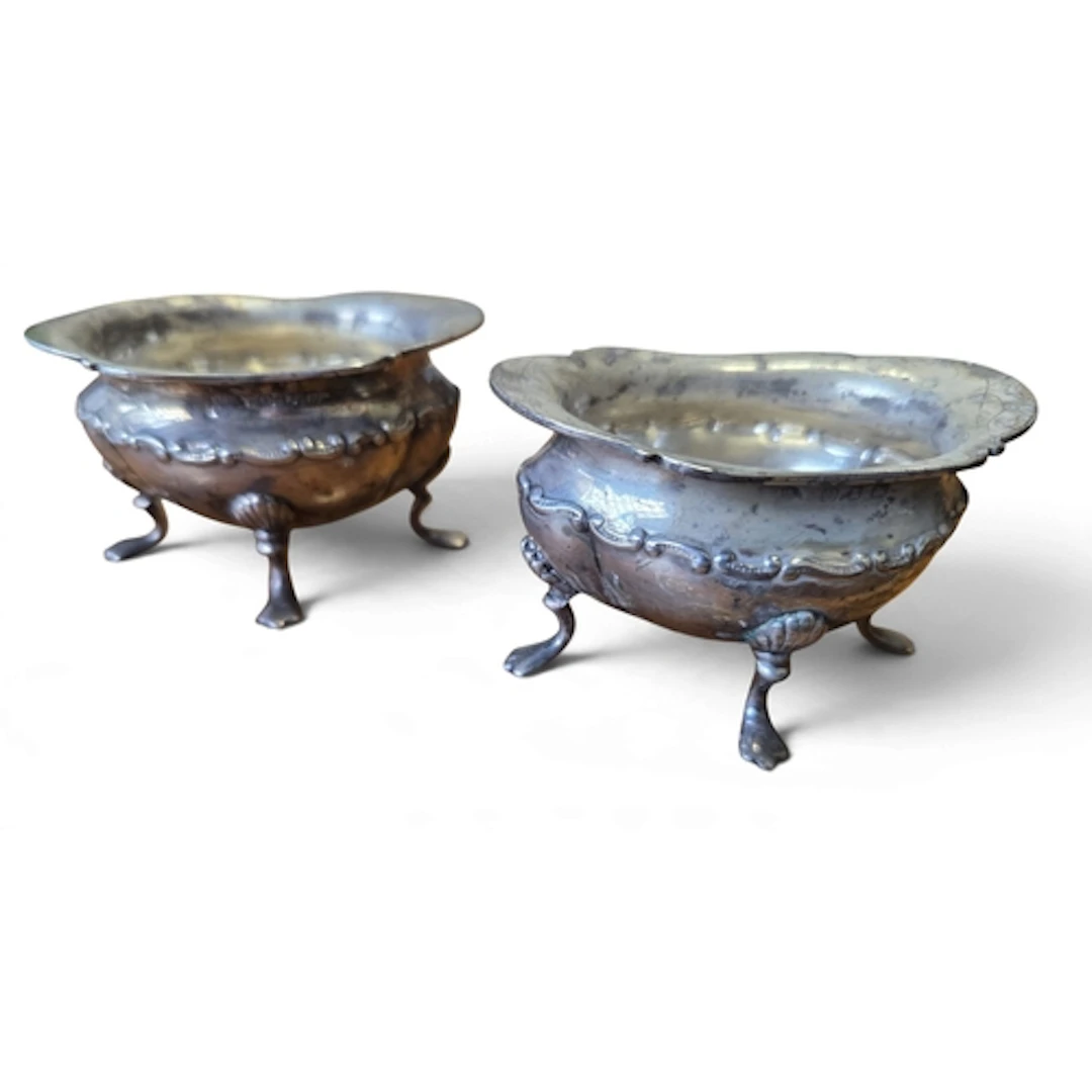 Two Birmingham Silver Mustards, lacking liners, 103 grams.