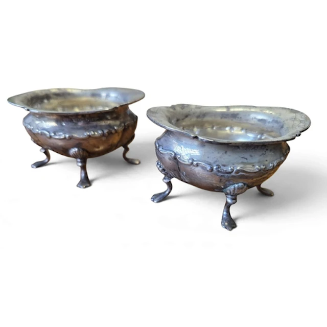 Two Birmingham Silver Mustards, lacking liners, 103 grams.