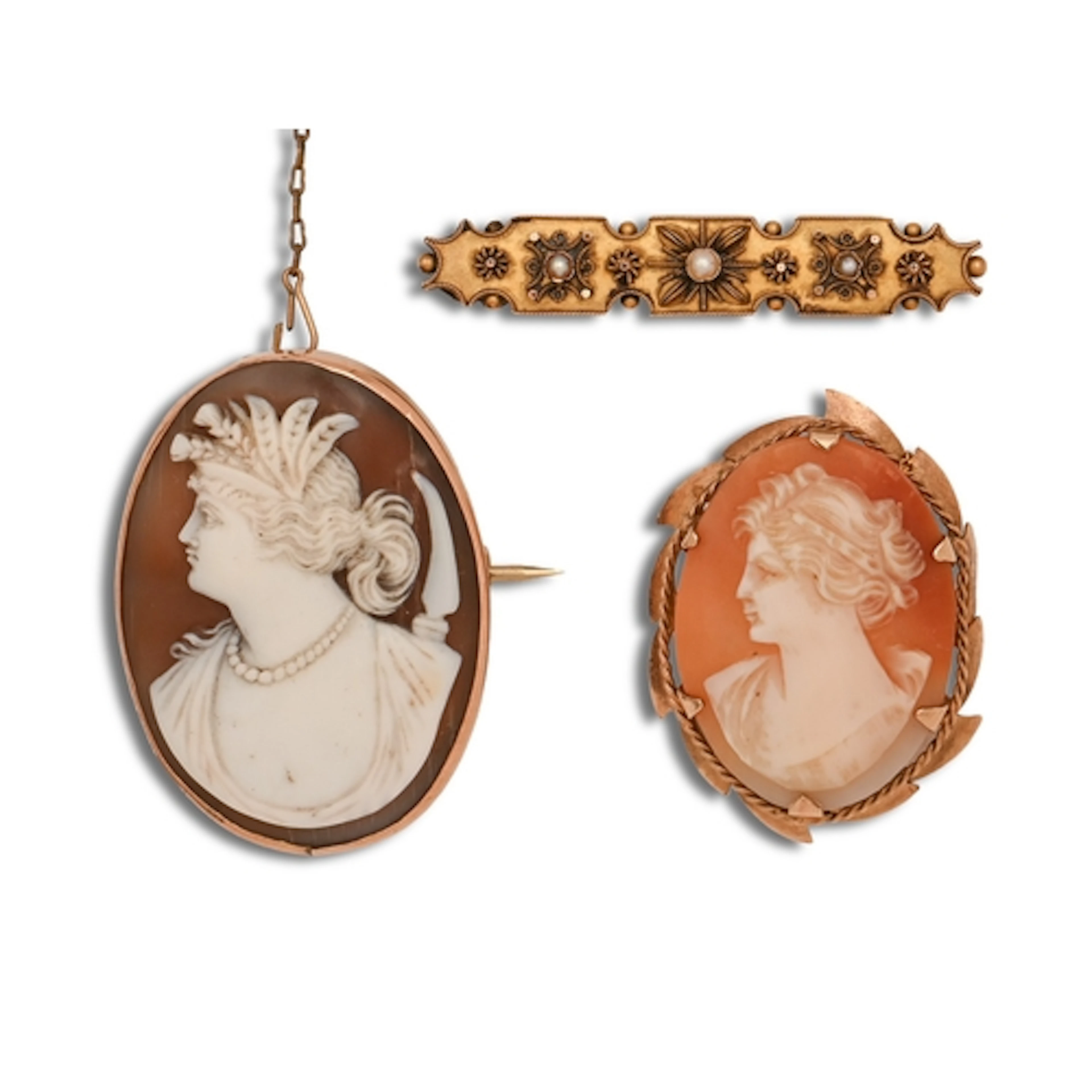 A Victorian split pearl bar brooch, in 15ct gold, 3.9cm w, B...
