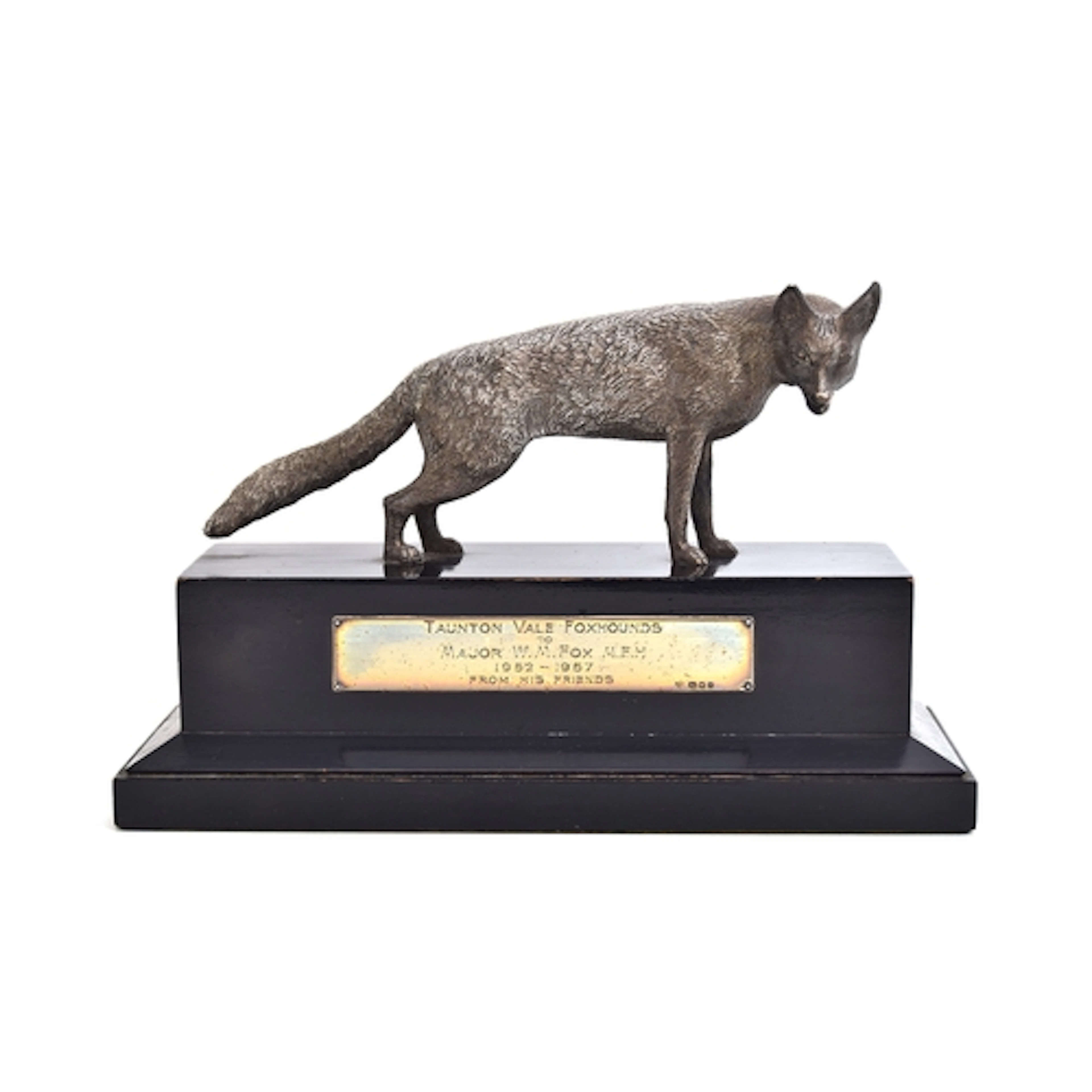 A hallmarked silver trophy modelled as a standing fox, by Ga...