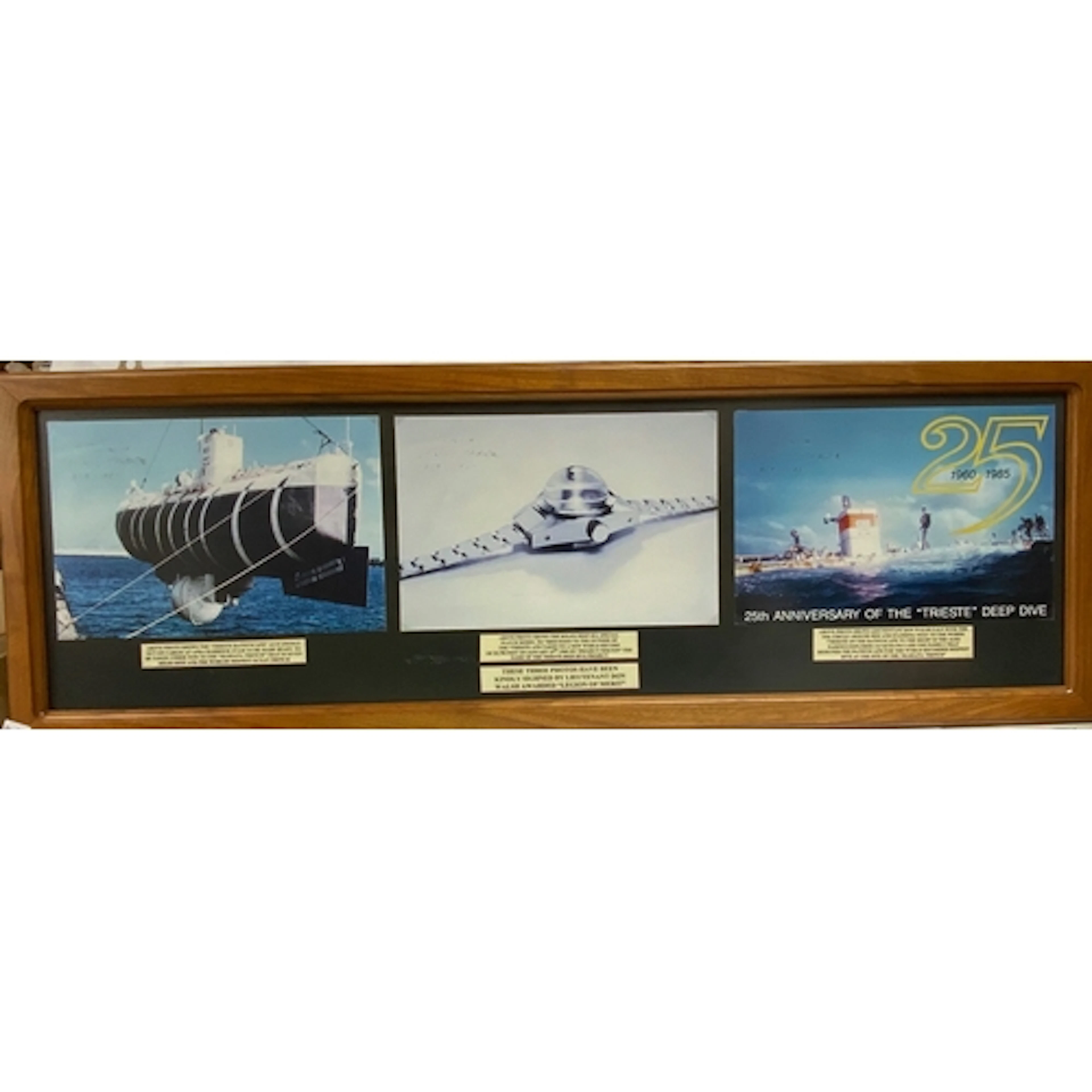 A framed set of photographs relating to the Trieste Submarin...