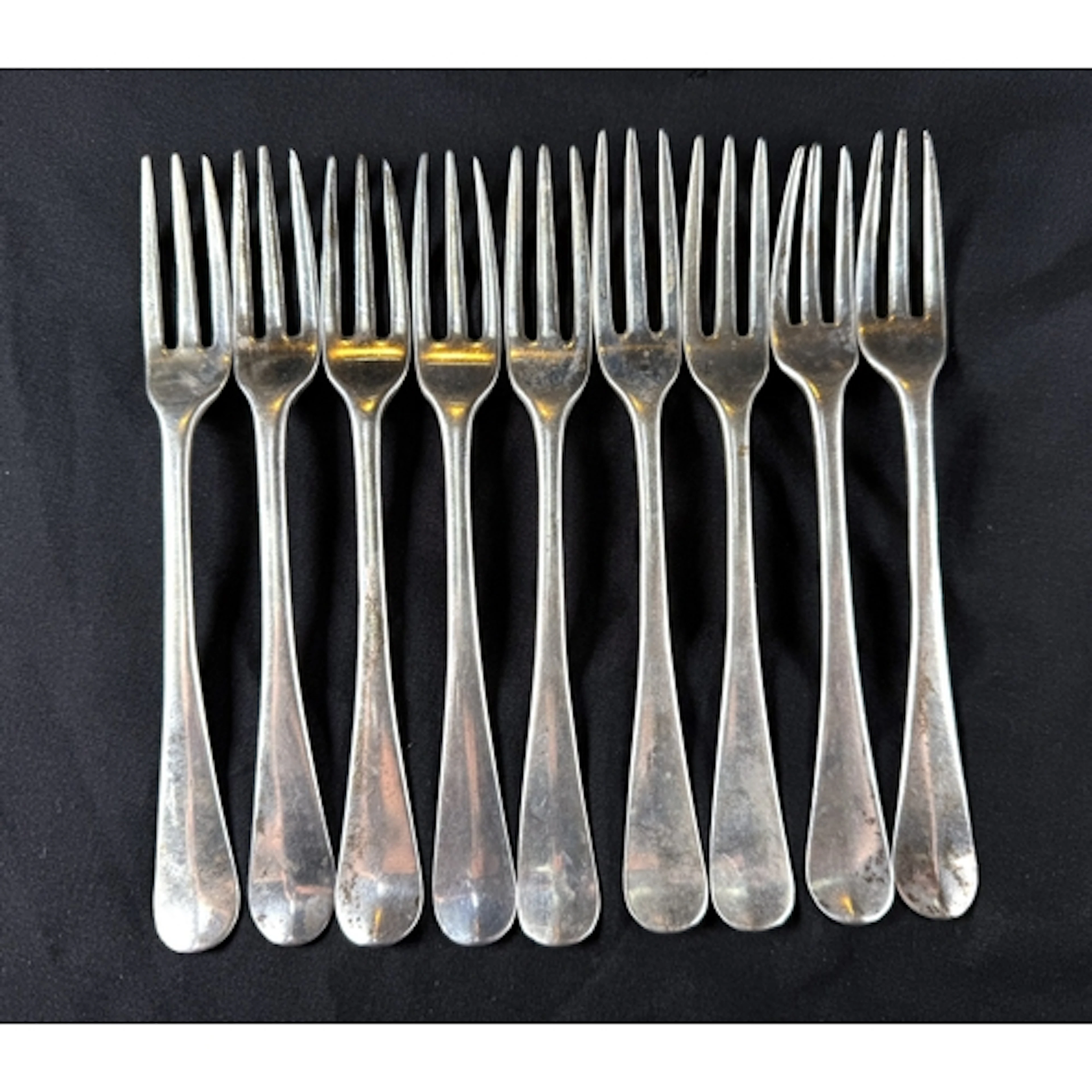 A set of 9 19th century Dutch silver three pronged forks 10o...