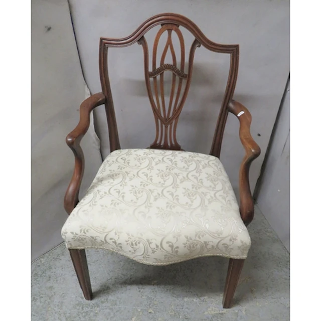 Hepplewhite Style Armchair, curved shield back, upholstered ...
