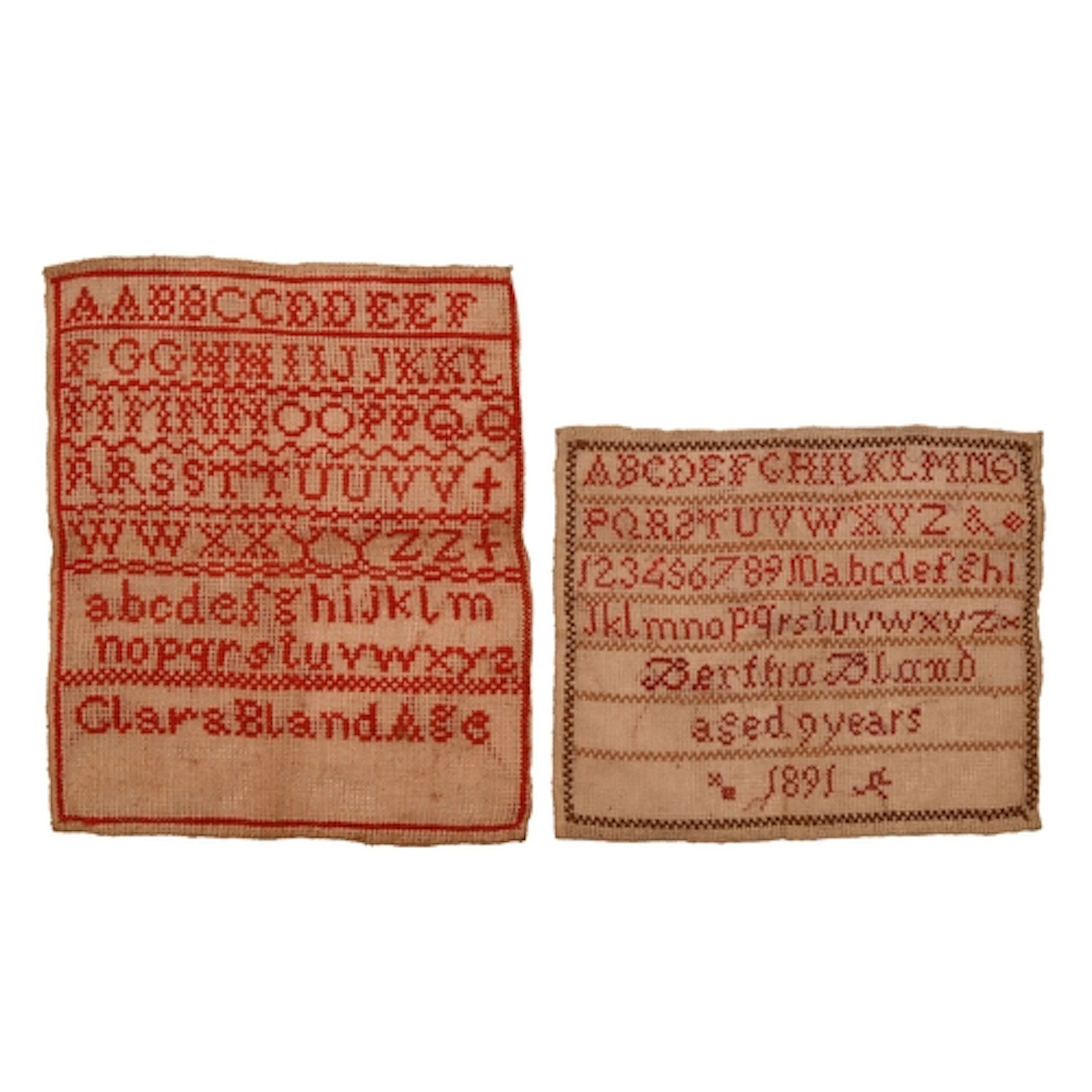 A Victorian linen sampler, by Bertha Bland, aged 9 years, 18...