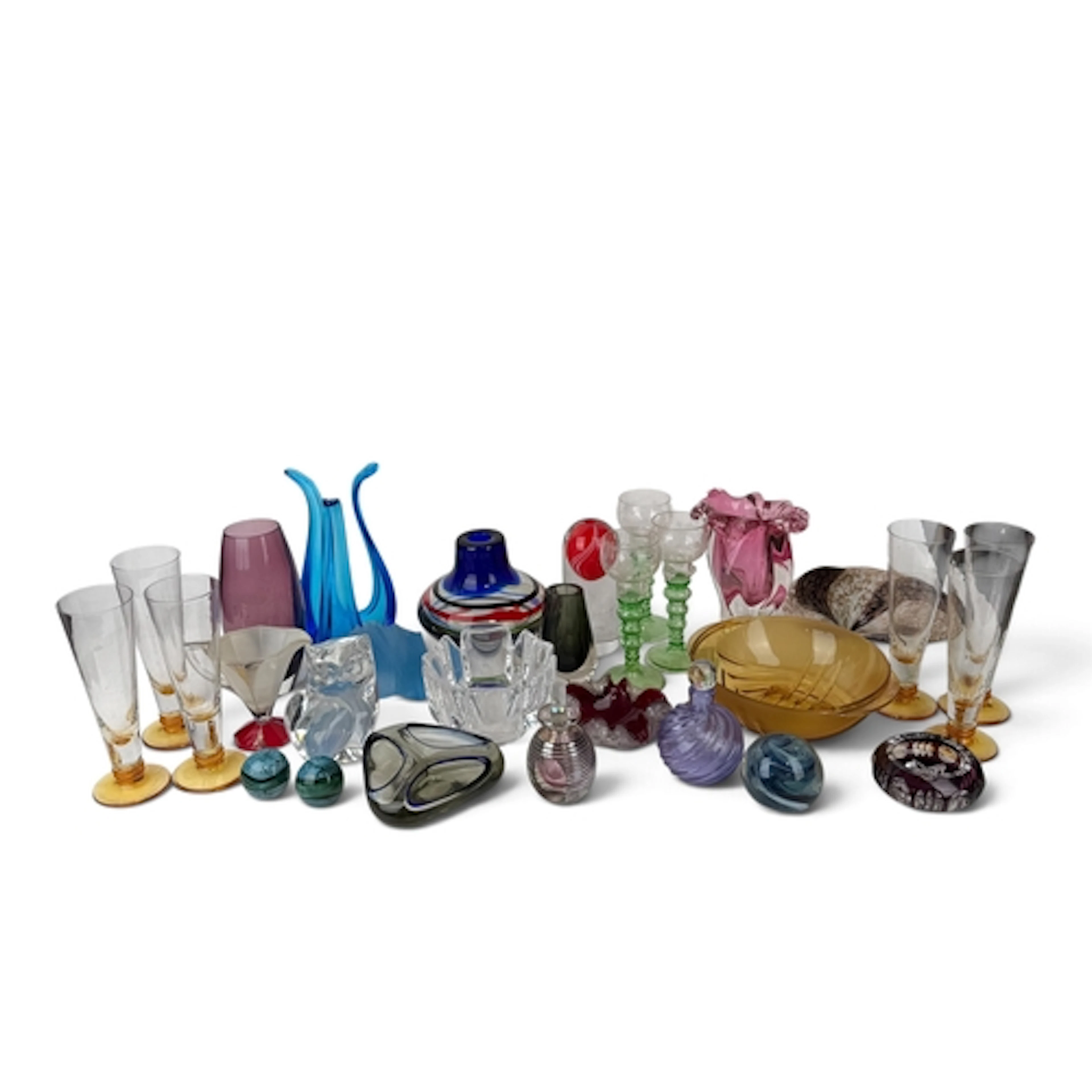 A GROUP OF MID-CENTURY AND LATER ART GLASS To include two se...