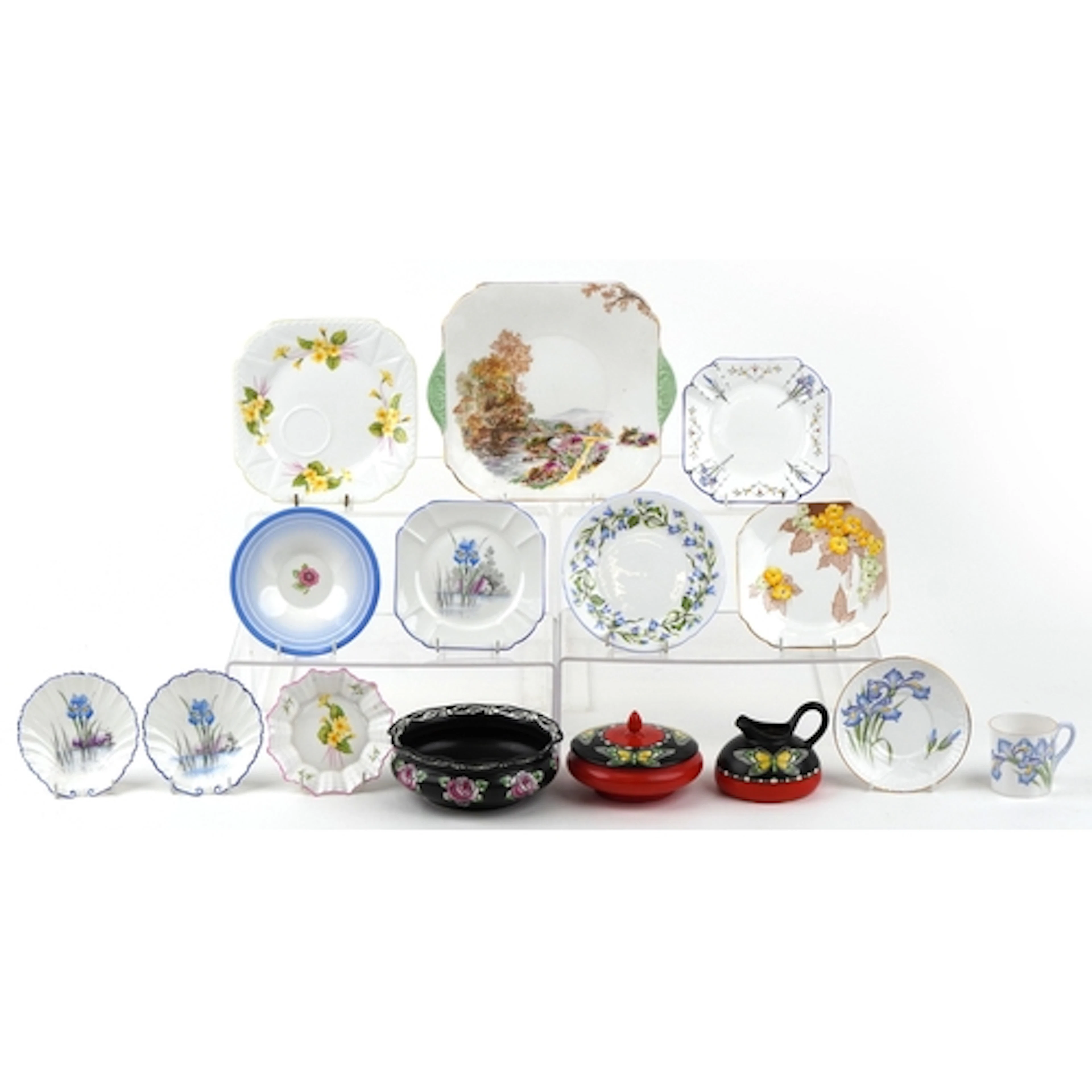 Collection of Shelley porcelain of various designs including...