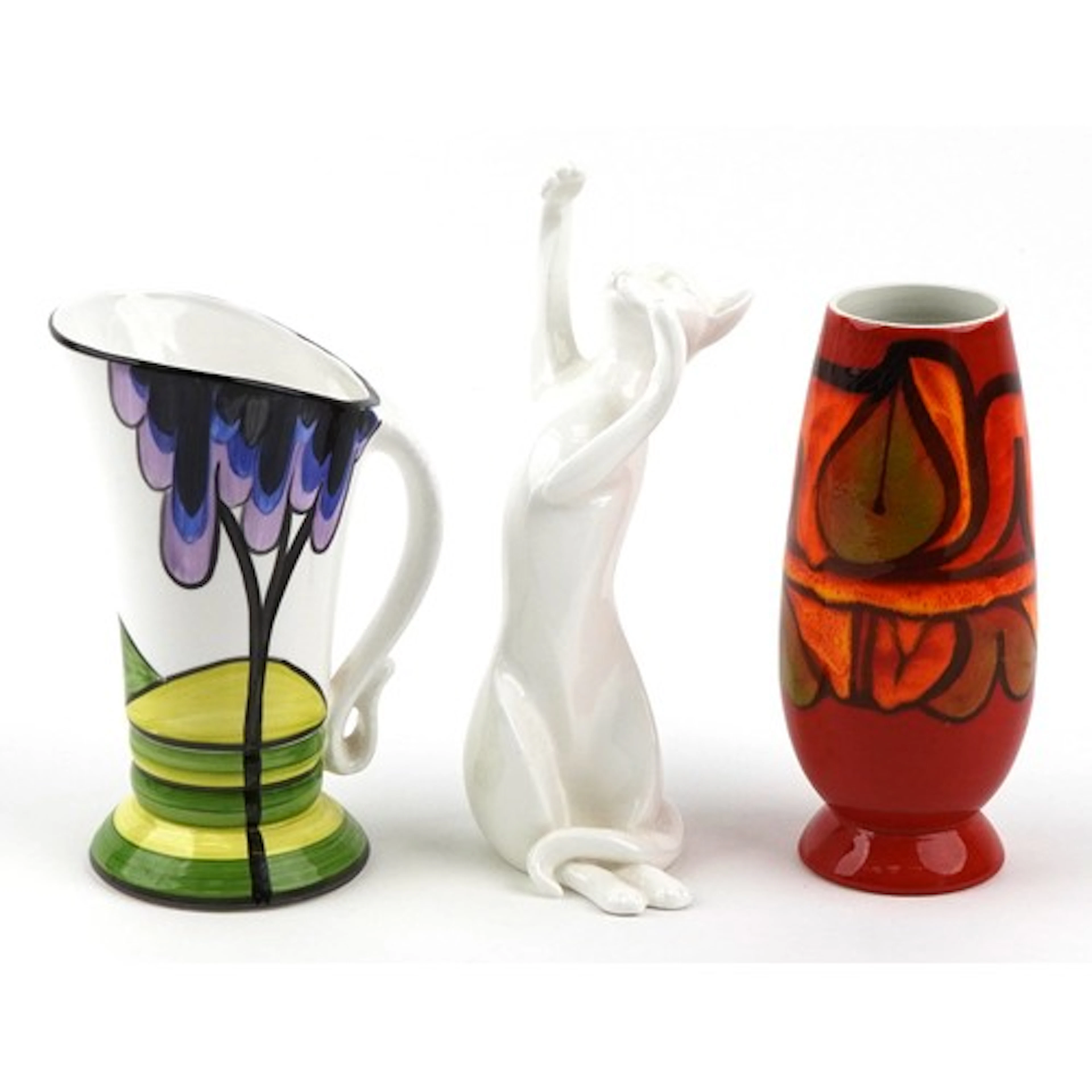 Three ceramic items comprising a Poole Delphis vase, brine w...