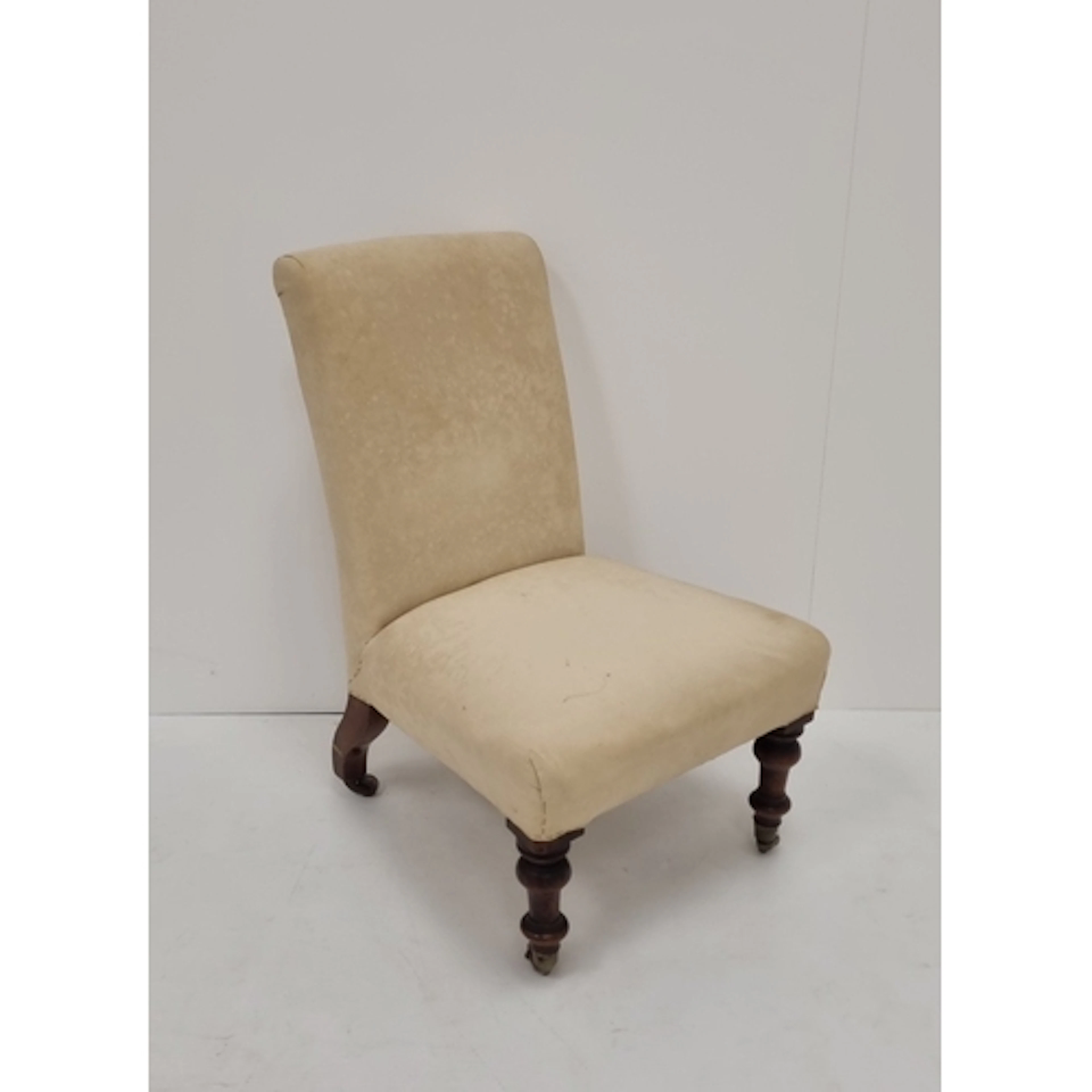 Victorian-style upholstered slipper chair, H: 78cm x W: 48cm...
