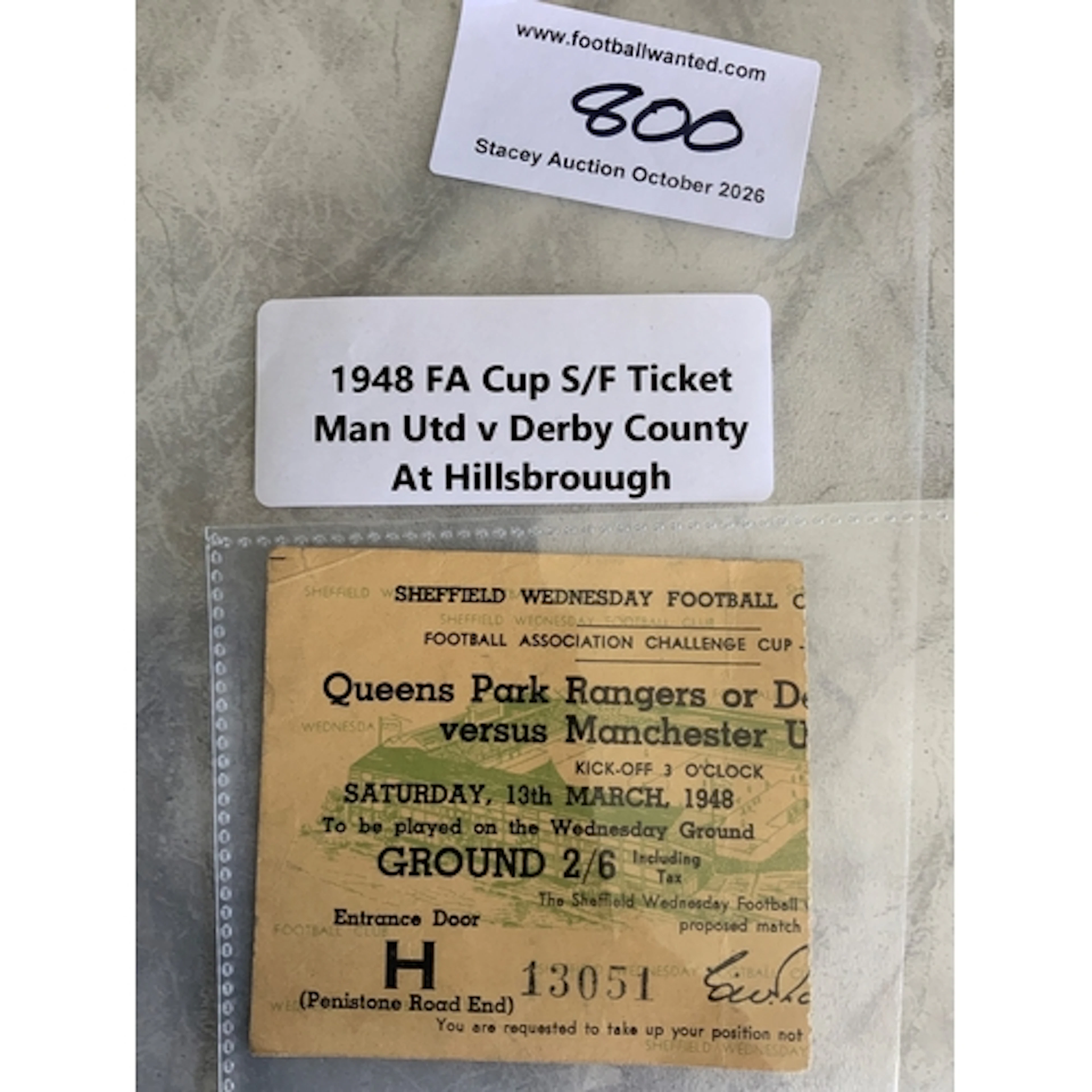 1948 FA Cup Semi Final Football Ticket: Manchester United v ...
