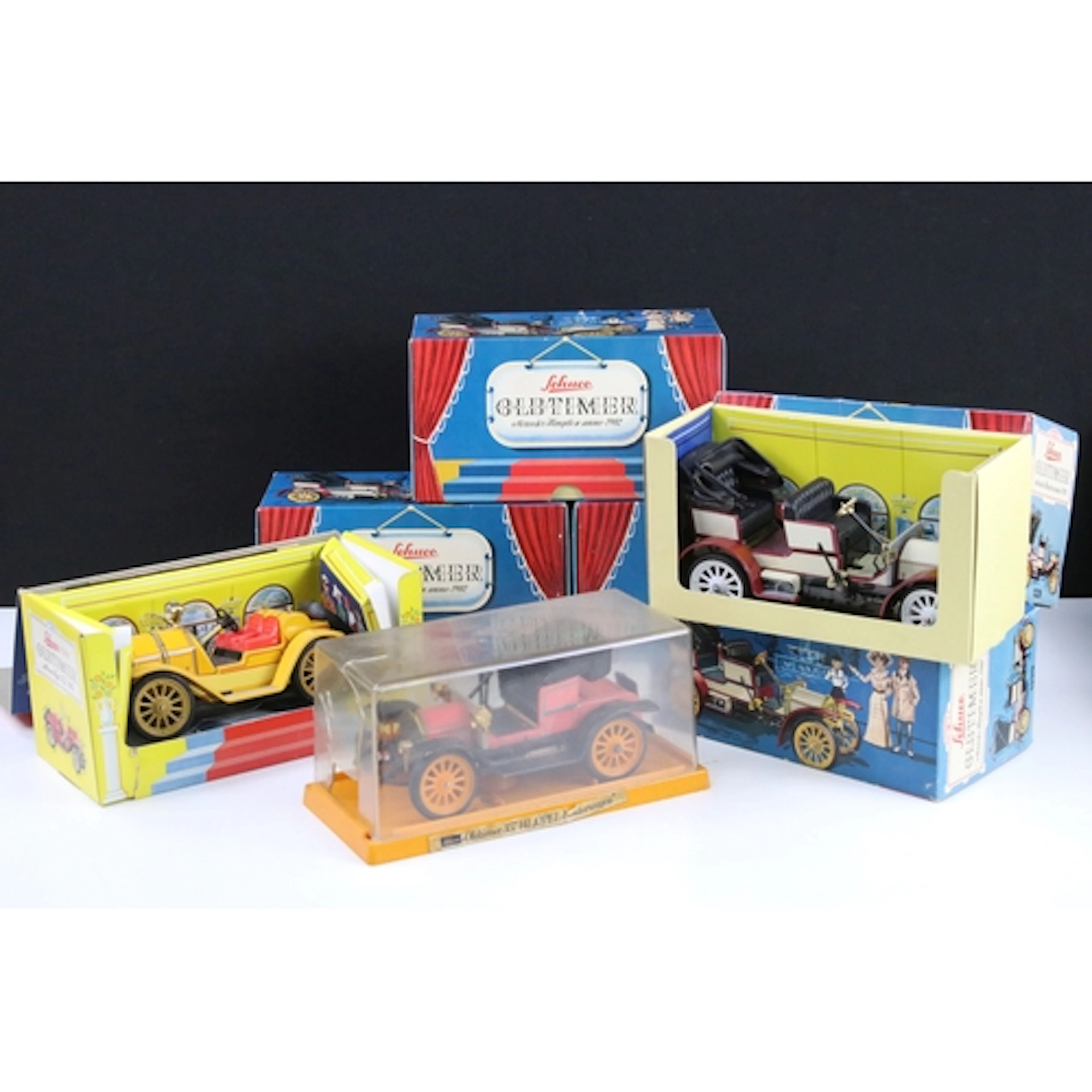 Seven boxed / cased Schuco Old Timer tin plate models to inc...