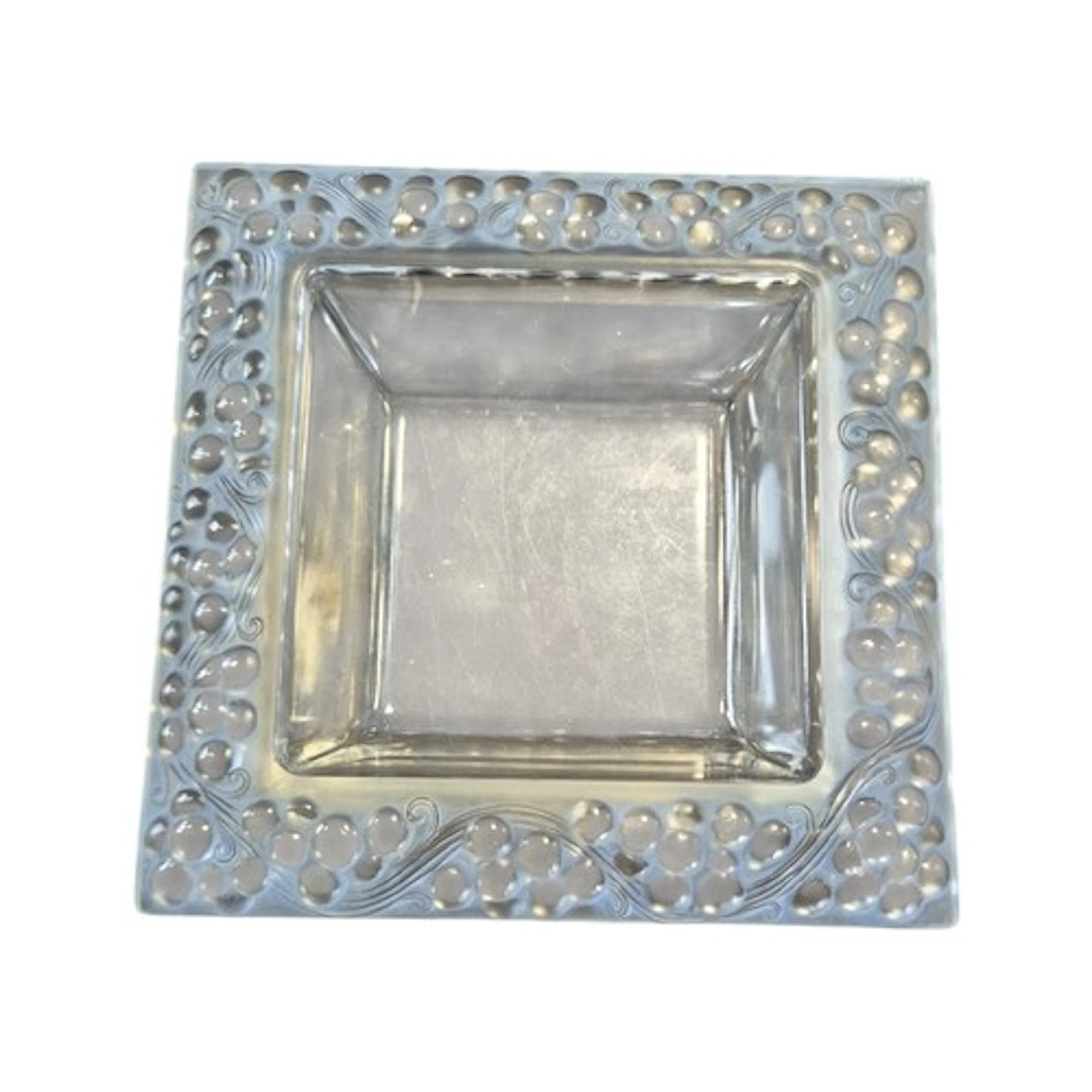 Rene Lalique; a 'Thomery' pattern square glass bowl 'R. LALI...