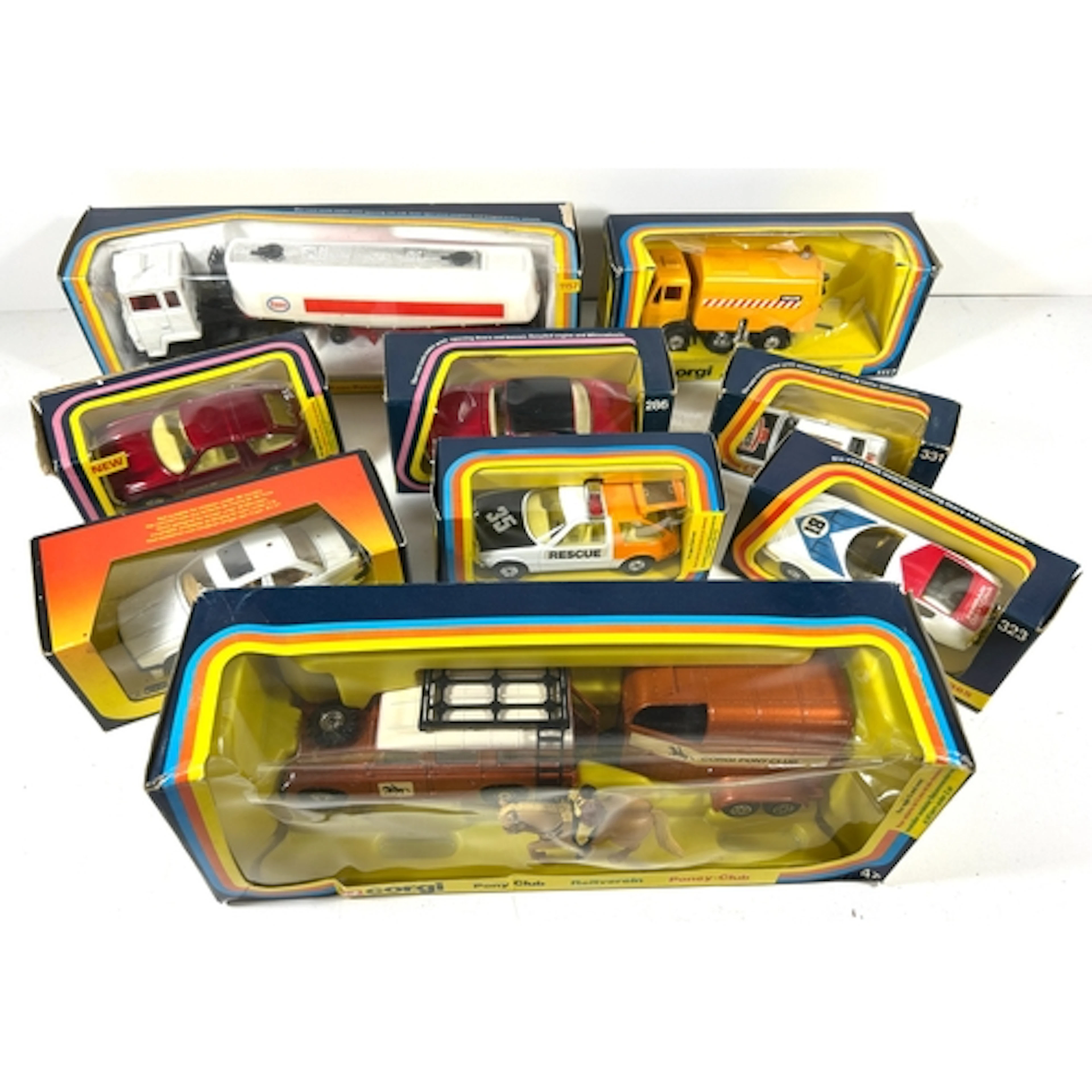9 Corgi. AMC Pacer X (291), AMC Pacer "RESCUE" (484), Jaguar...