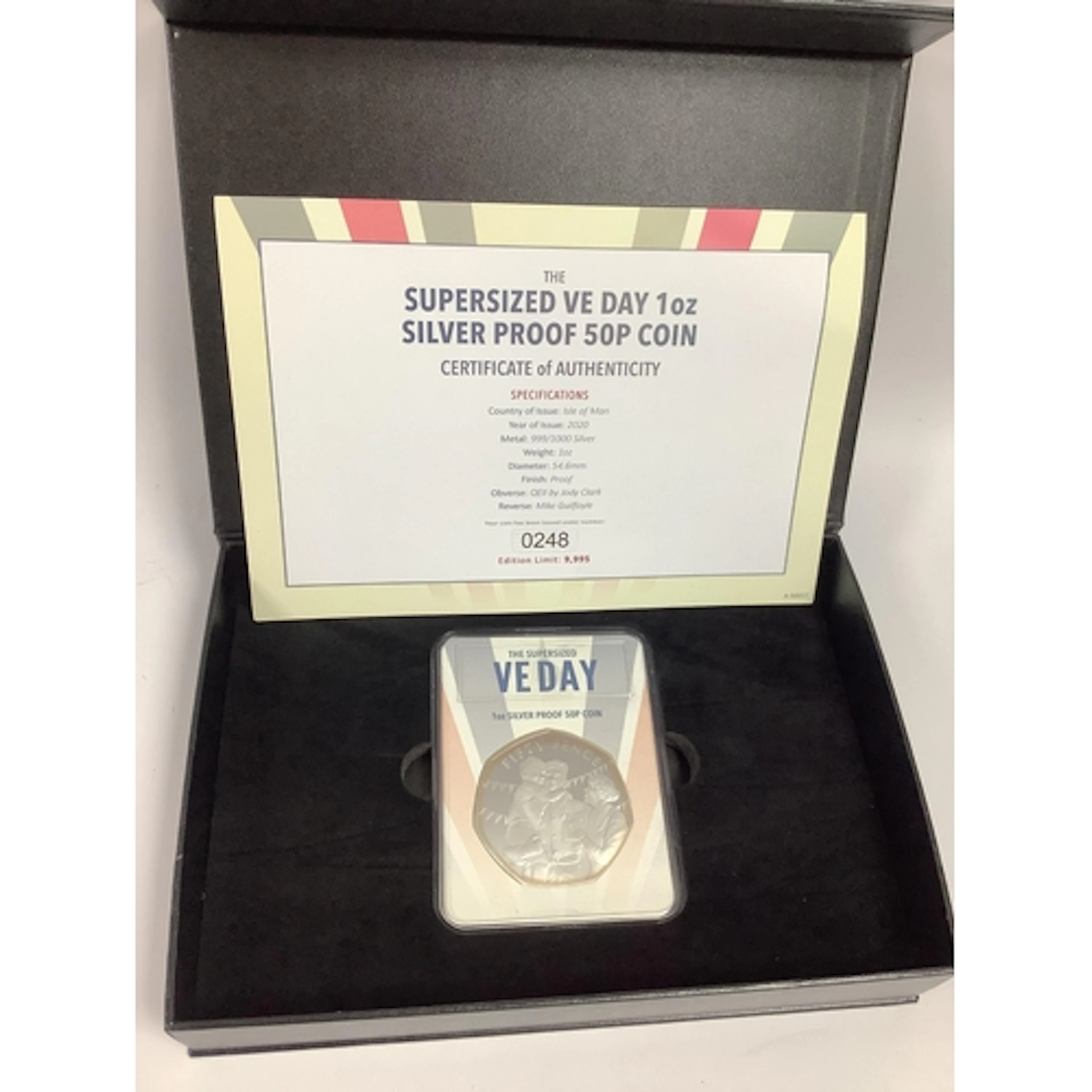 2020 Isle Of Man Fine silver One Ounce 50p Coin, cased with ...
