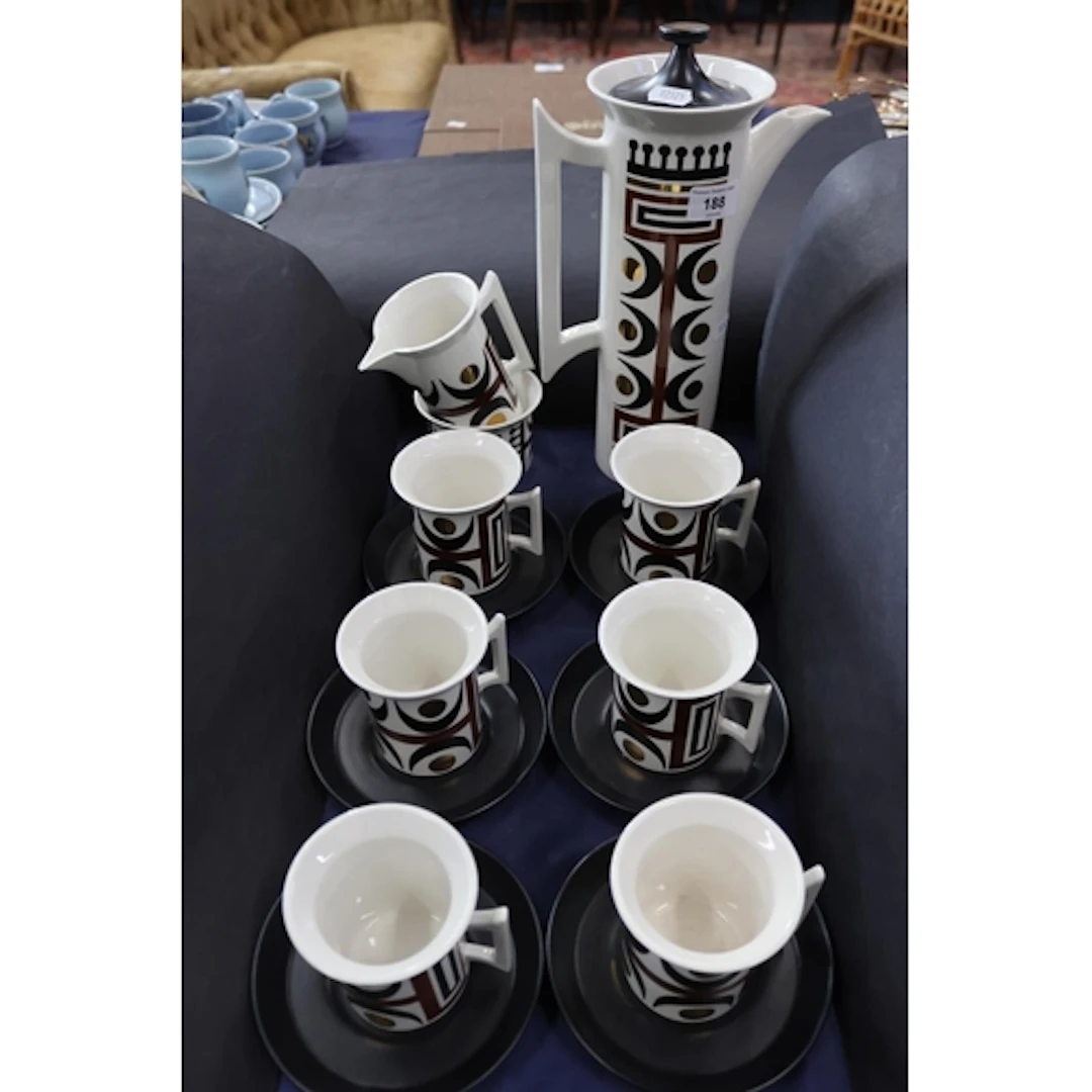 Portmeirion Gold Signal Susie William Ellis coffee set compr...