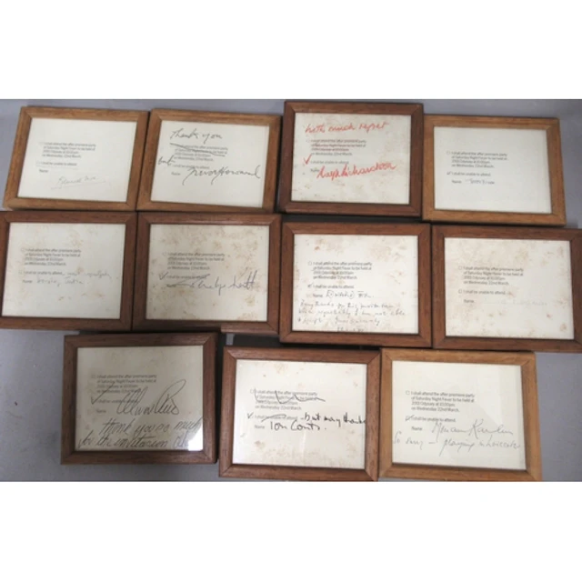 Collection of eleven invitations to the after premier party ...