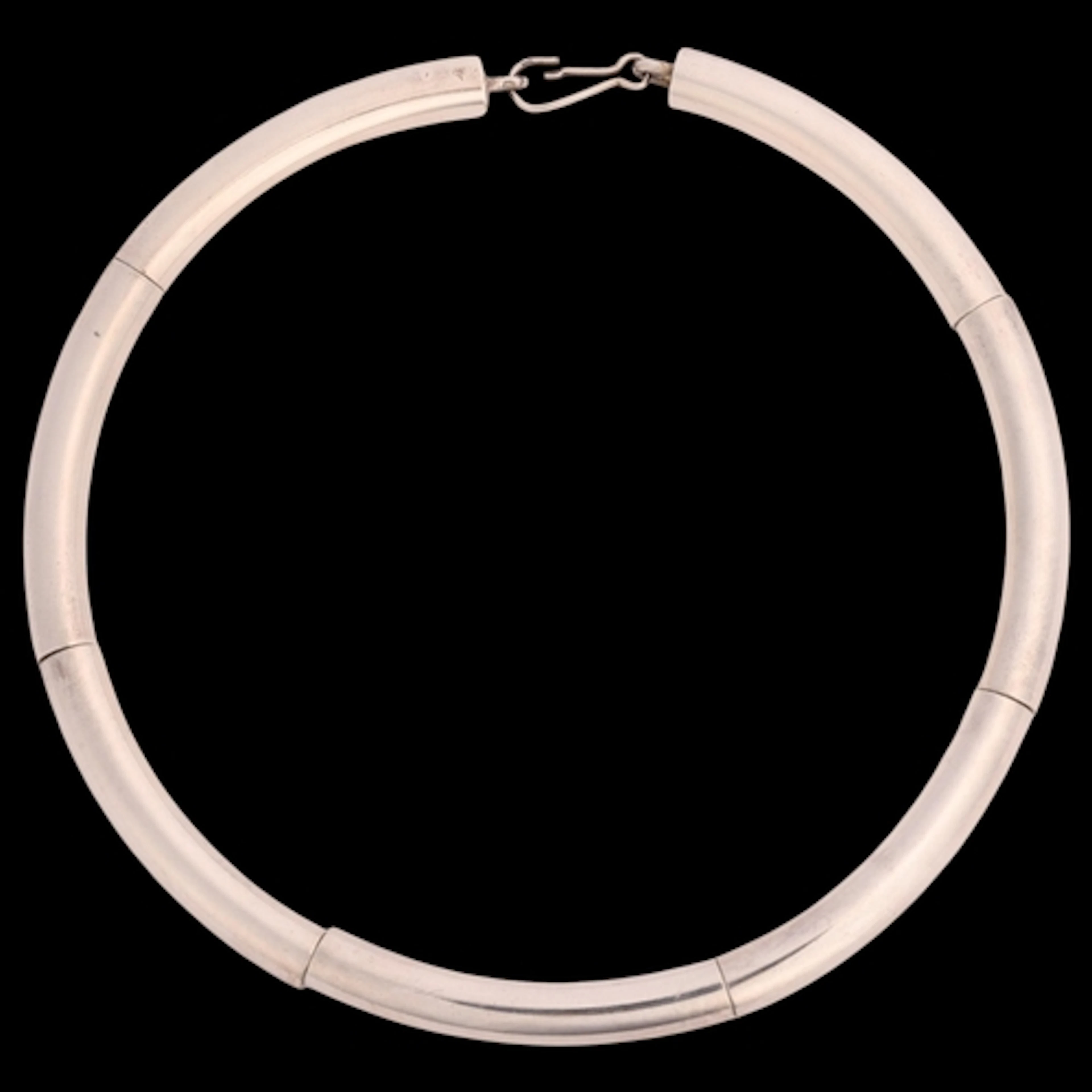 A Danish? modernist silver plated tube link necklace, plain ...