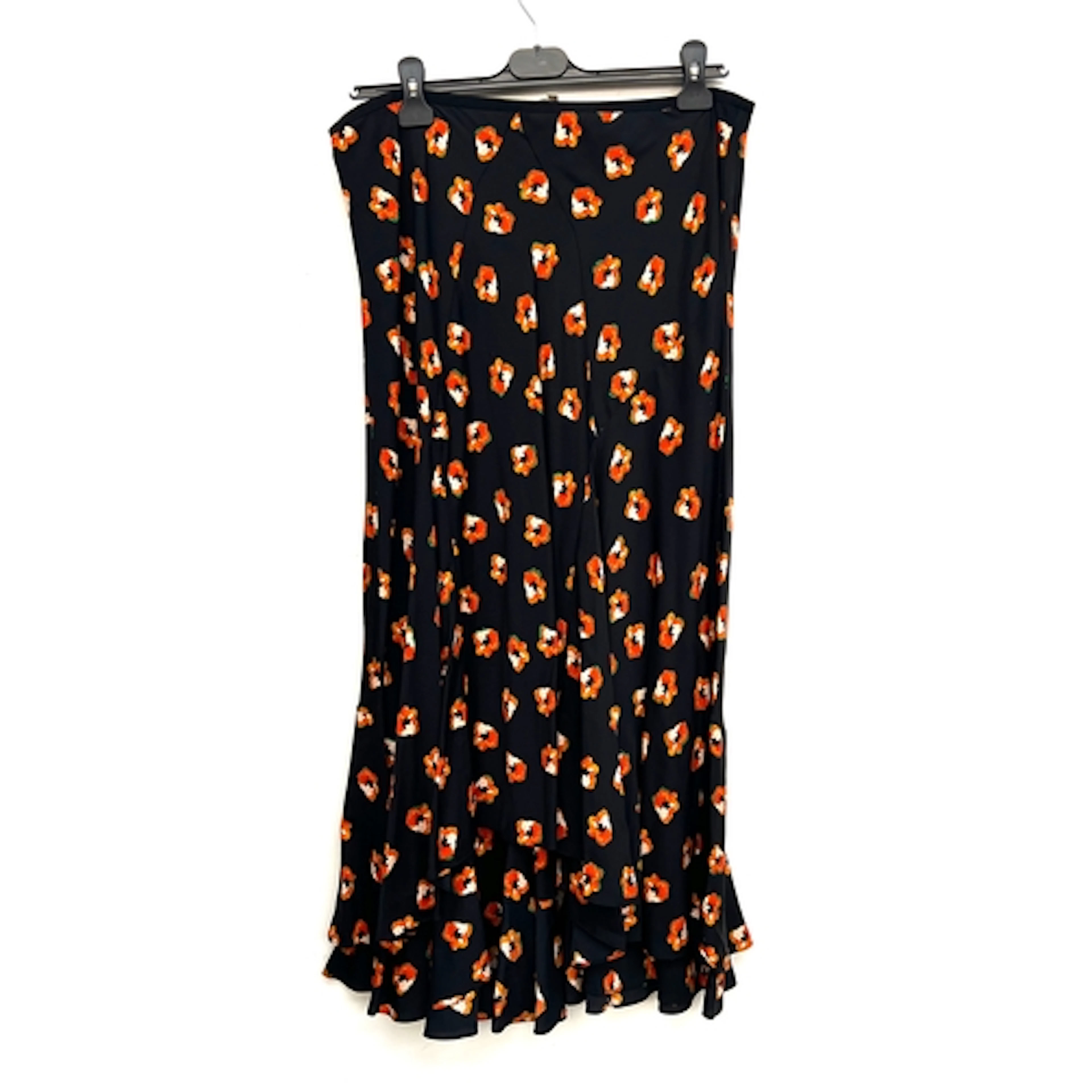 A Diane von Furstenberg black silk dress with orange floral ...