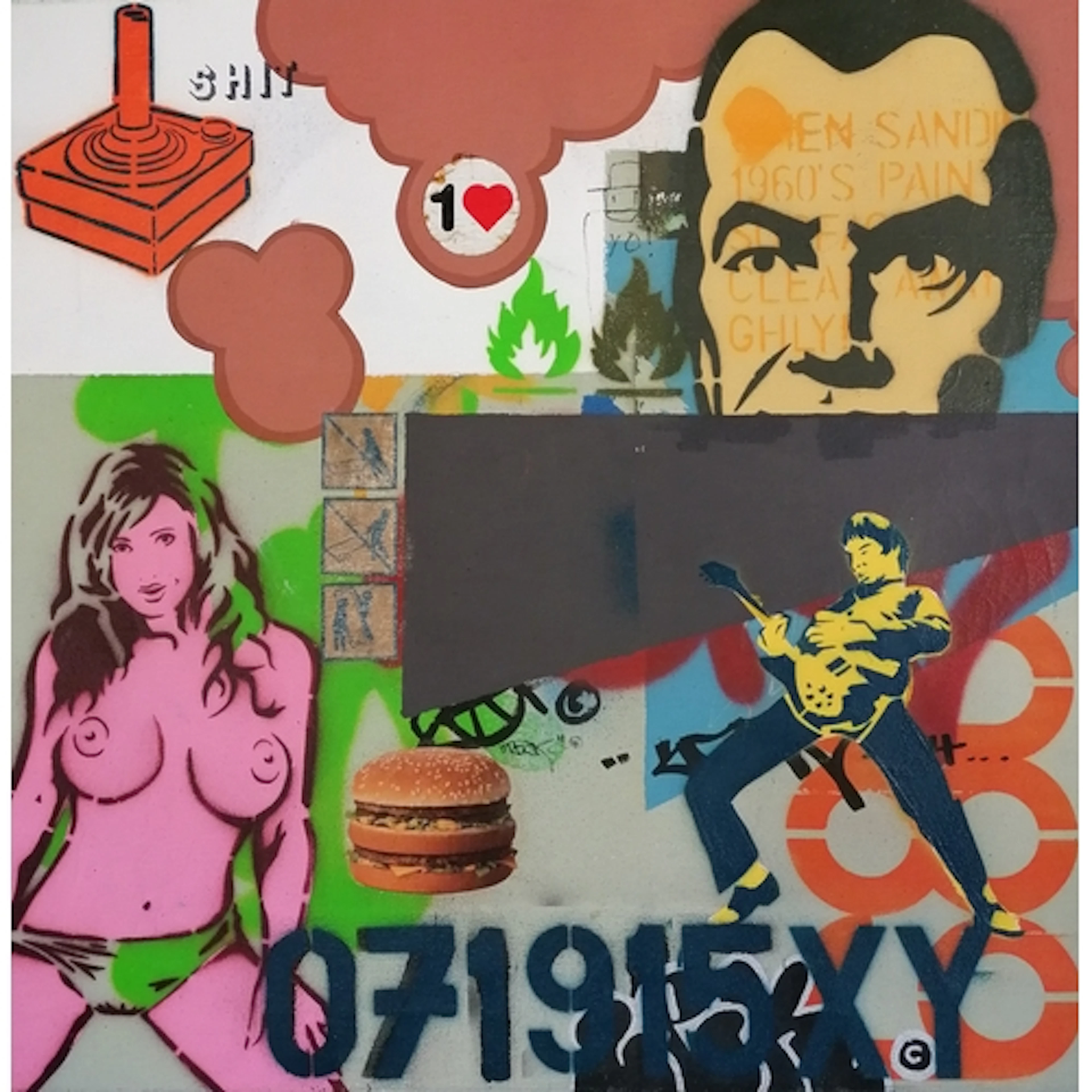 Contemporary Banksy / Pop Art style mixed media artwork on c...