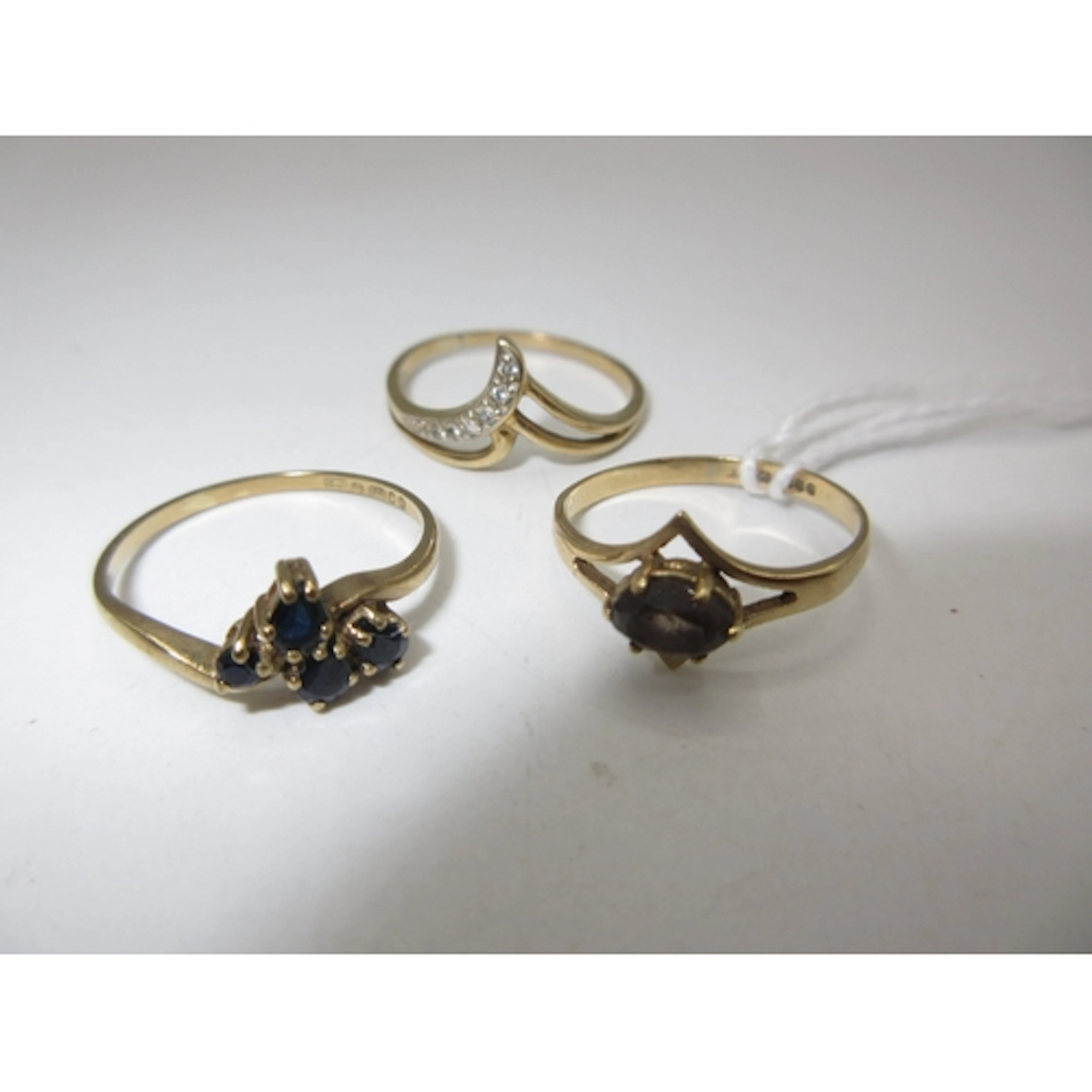 9ct Gold and Diamond Ring, 9ct Gold and Blue Stone Ring, 9ct...