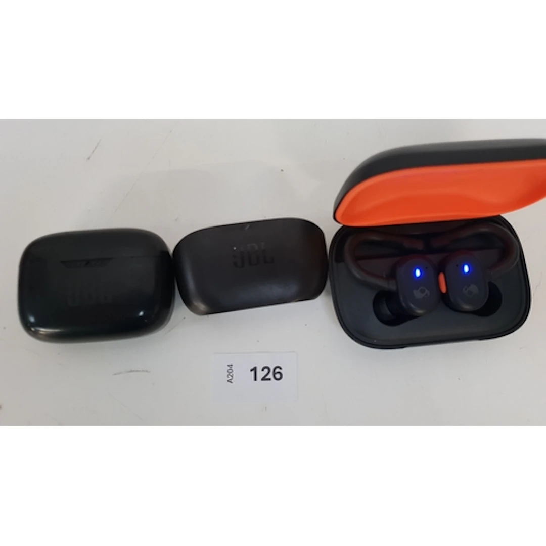 THREE PAIRS OF EARBUDS comprising Skullcandy AH-2346, JBL W...
