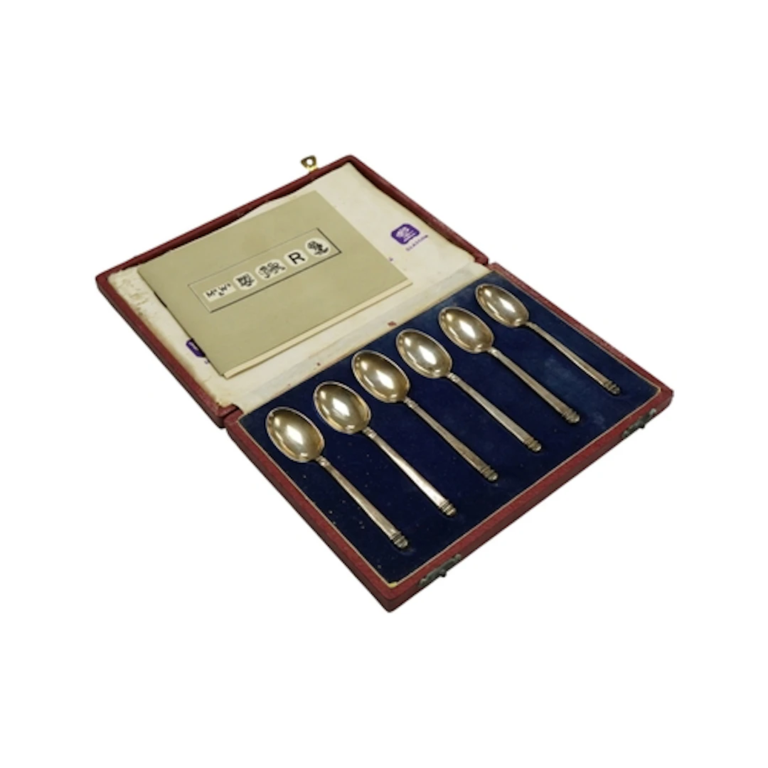 An Elizabeth II cased set of six silver coffee spoons variou...