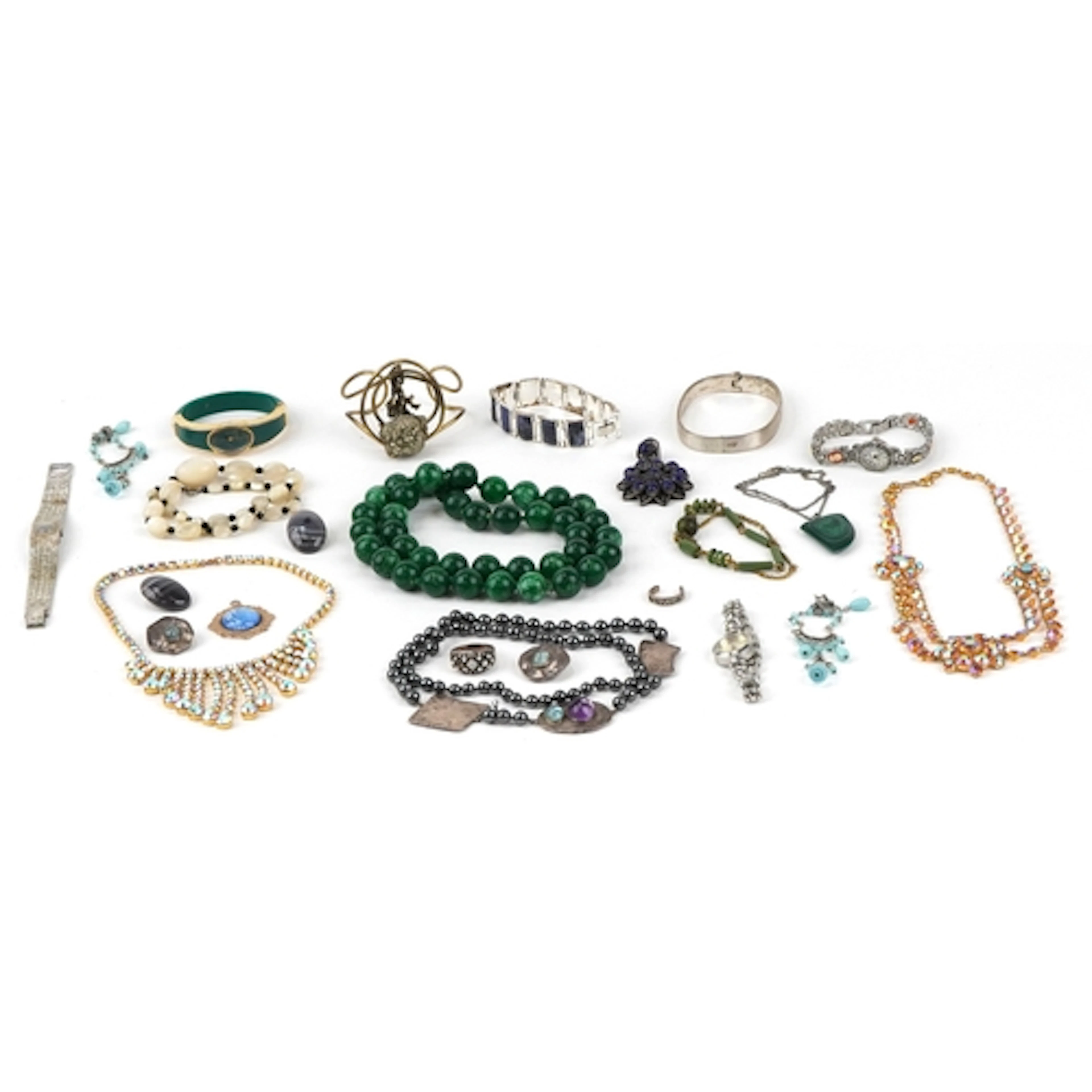 Vintage and later jewellery, some silver, including a natura...