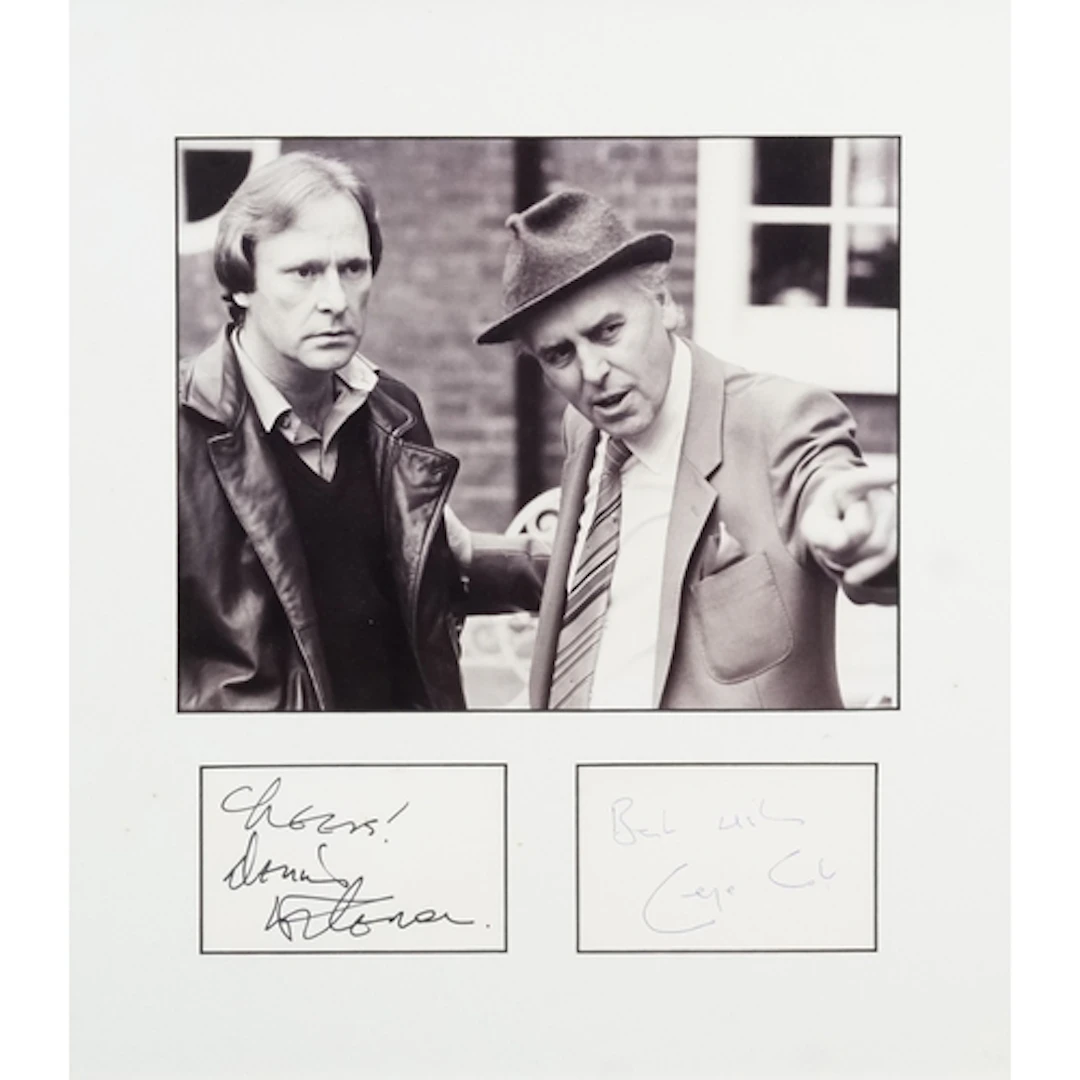 Photograph with signatures of Denis Waterman and George Cole...