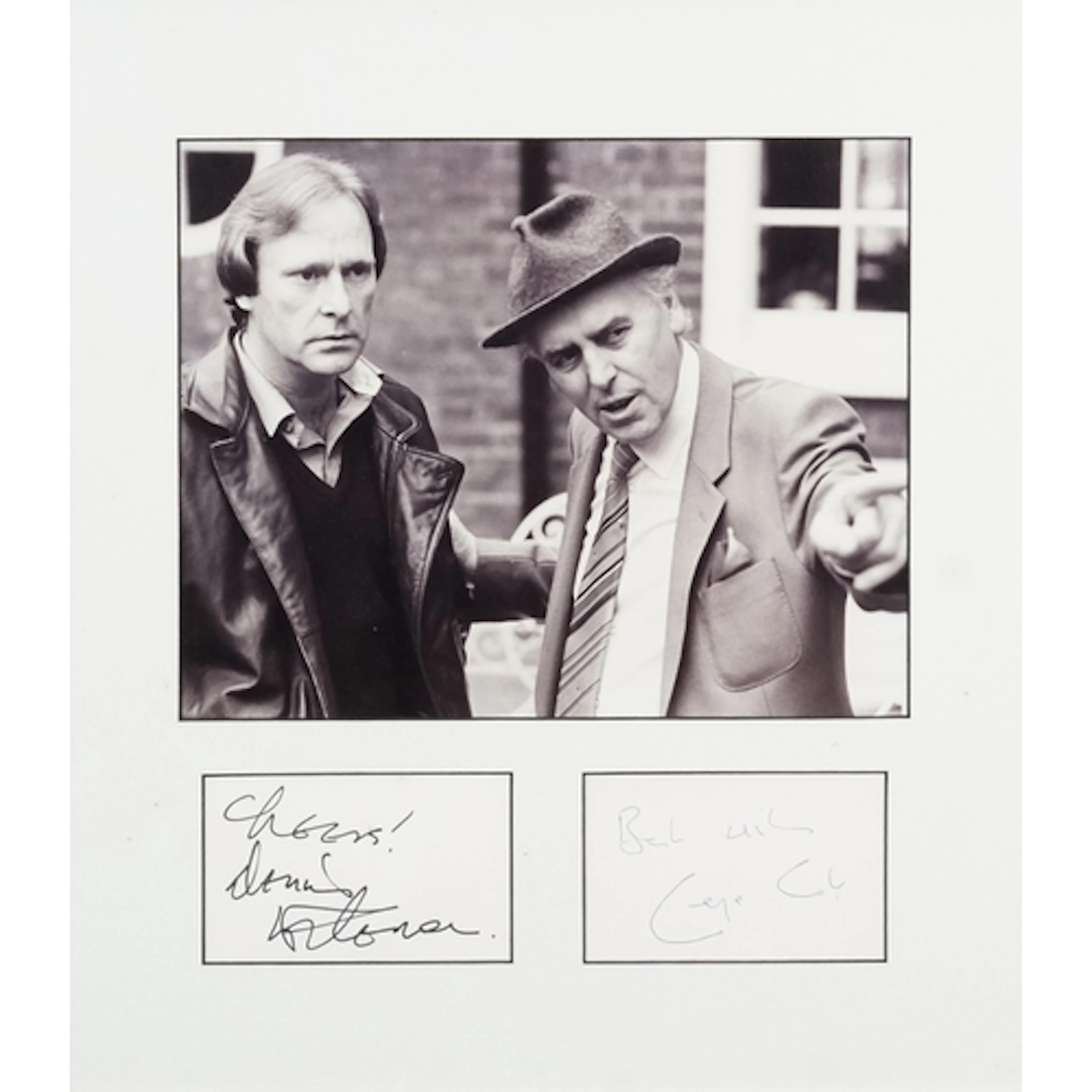 Photograph with signatures of Denis Waterman and George Cole...