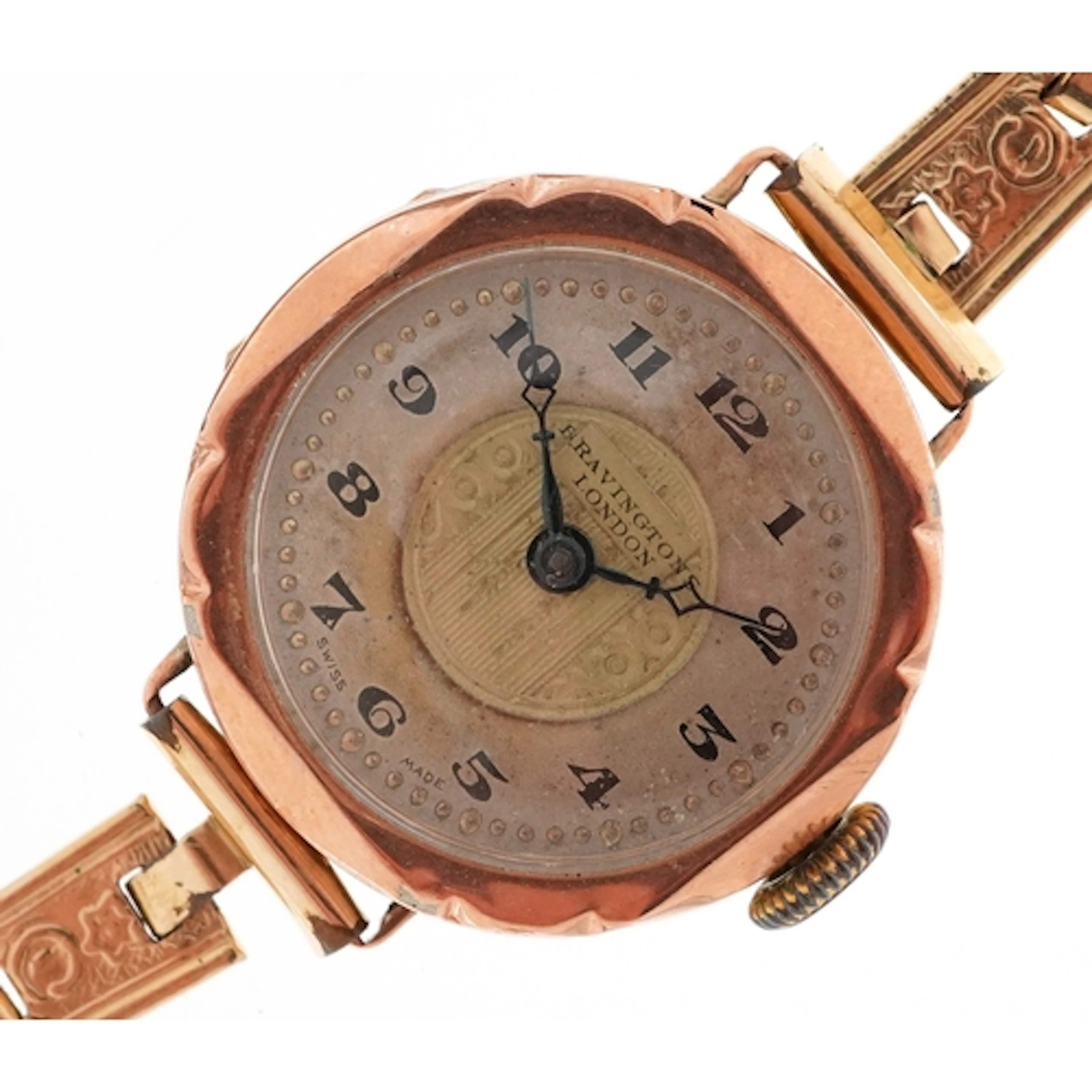 Bravingtons, ladies 9ct gold paste manual wind wristwatch wi...