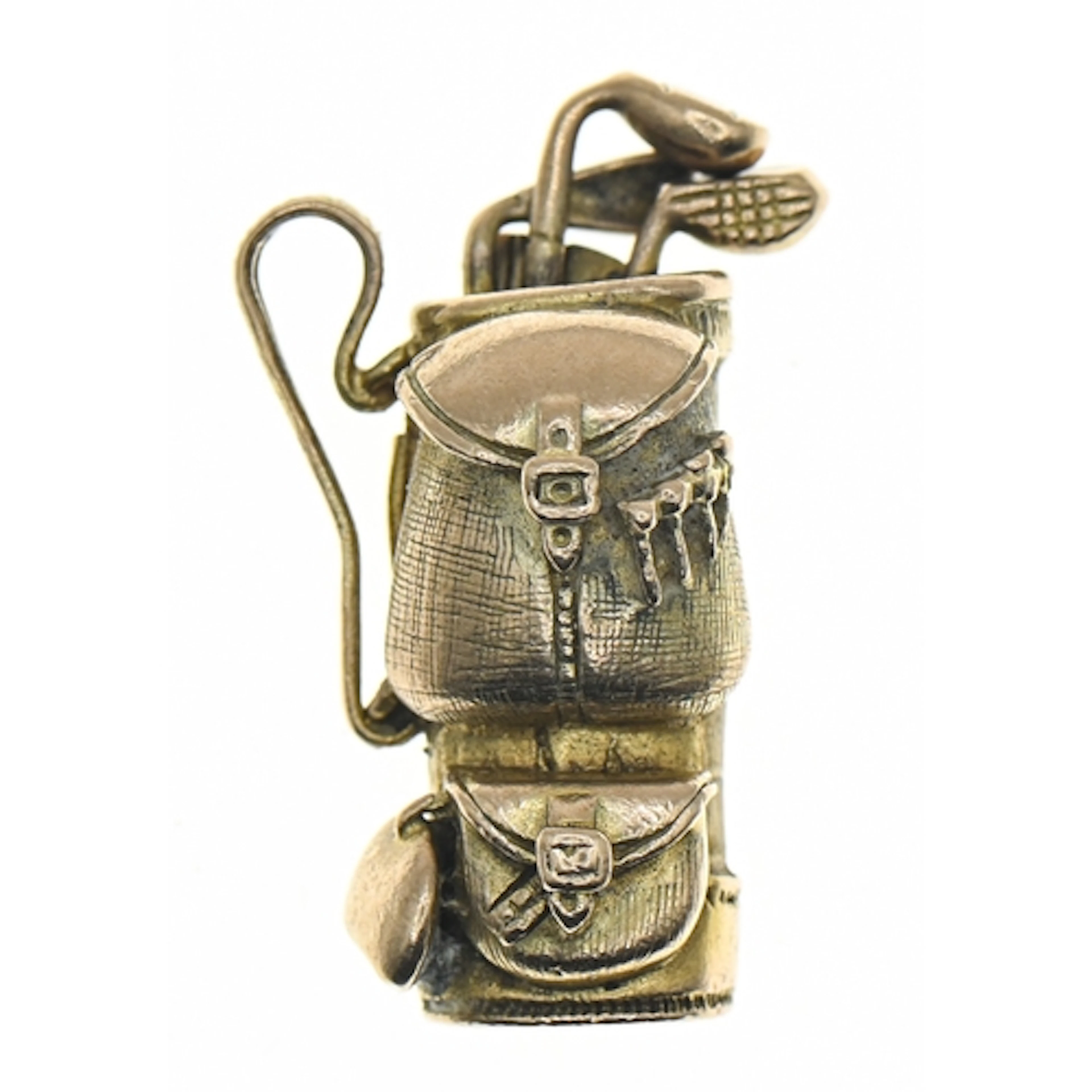 9ct gold golf bag charm, hallmarked, length 32mm, 10.3 grams...