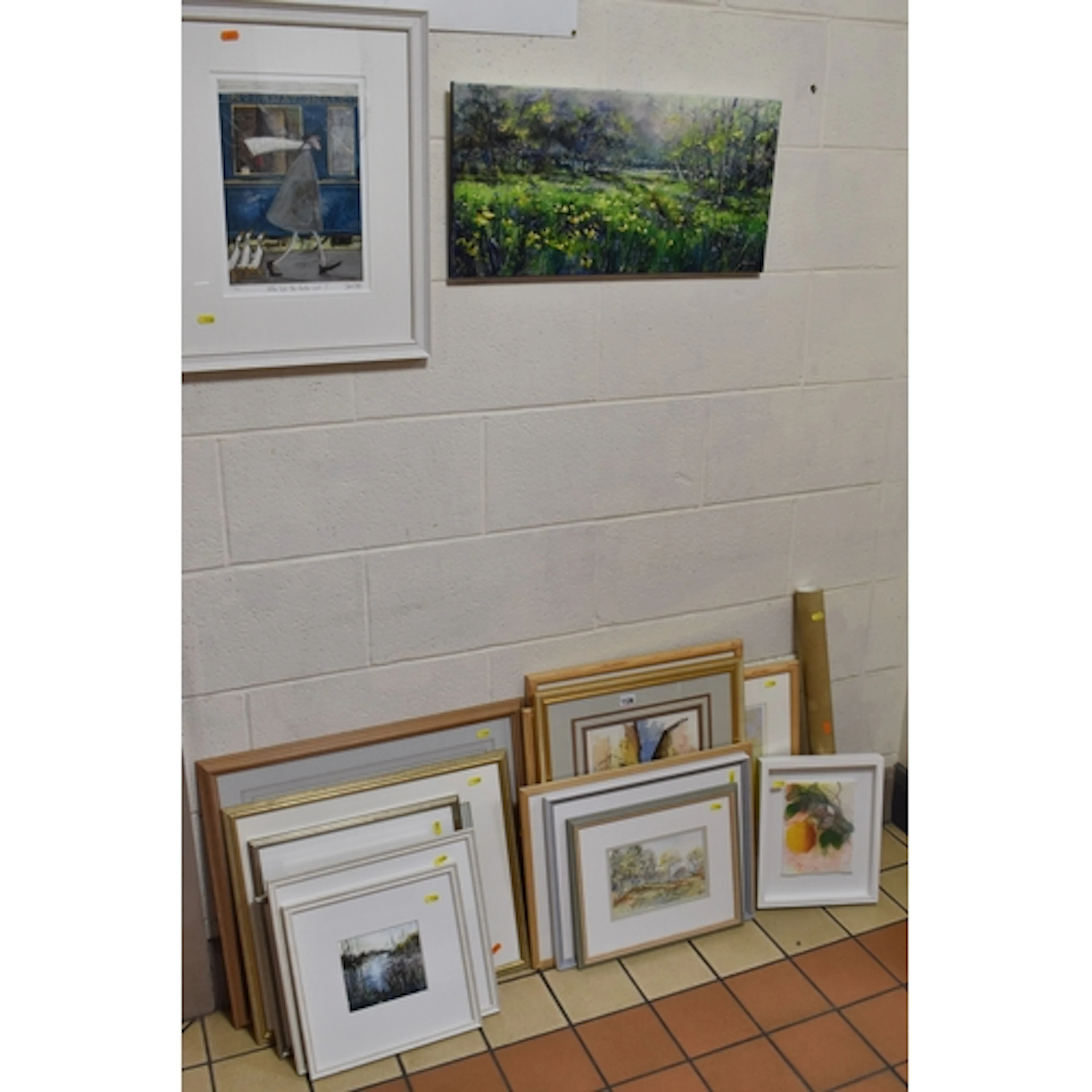 A SELECTION OF DECORATIVE PAINTINGS AND PRINTS, to include a...