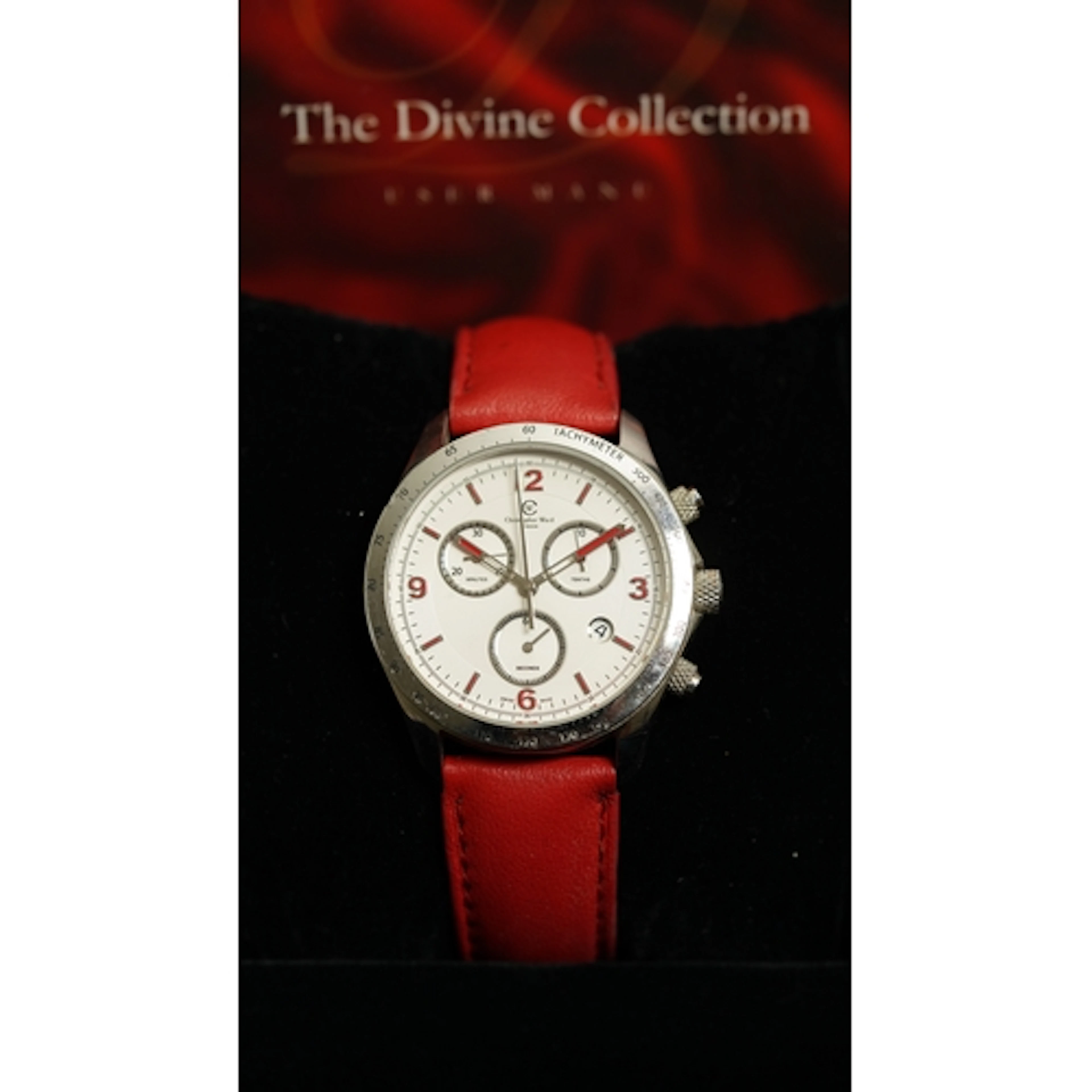 Christopher Ward quartz chronograph. 36mm steel case with sc...