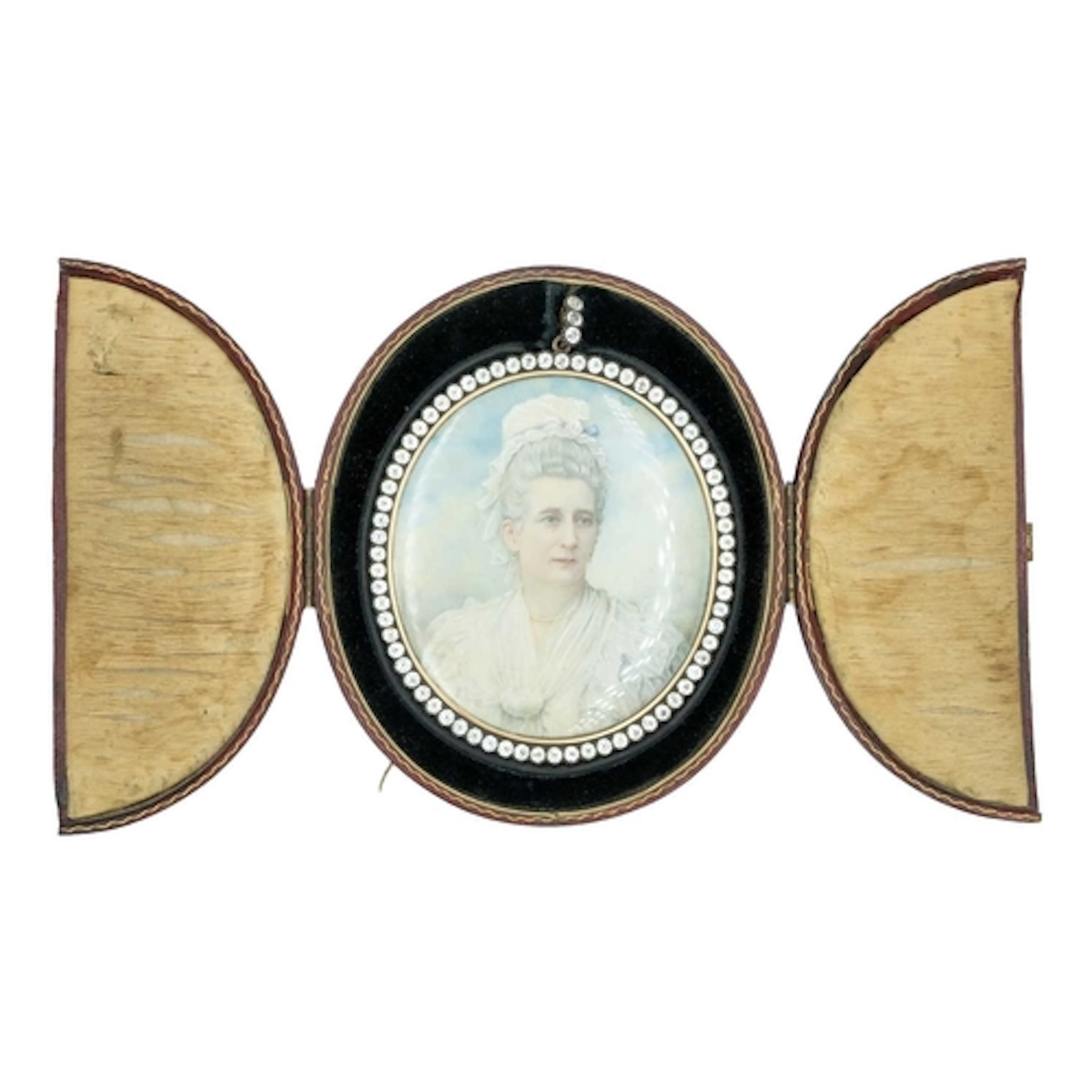 A good Georgian Irish rose gold and silver miniature frame, ...