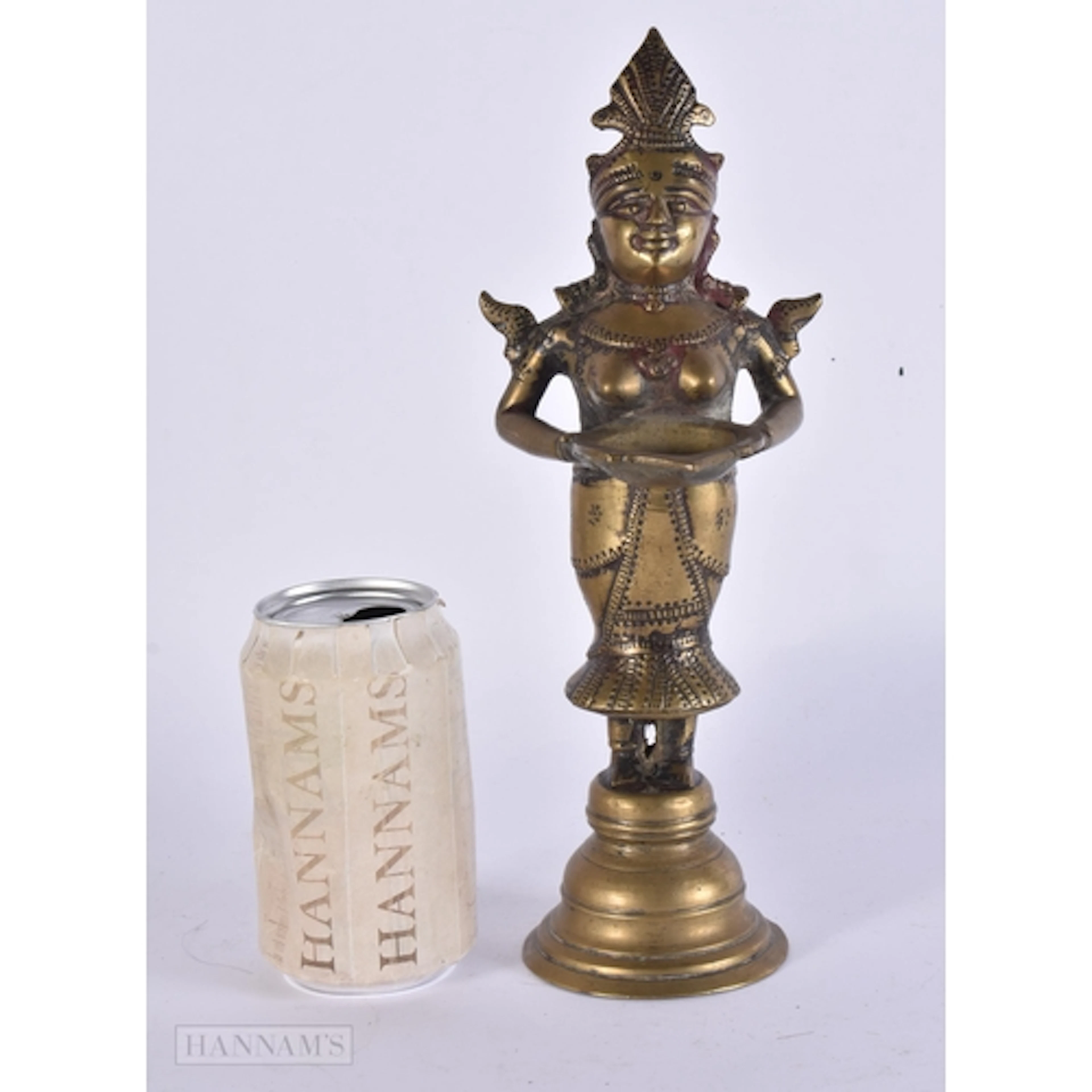 A 19TH CENTURY INDIAN BRONZE HINDU OIL LAMP BURNER. 28 cm hi...