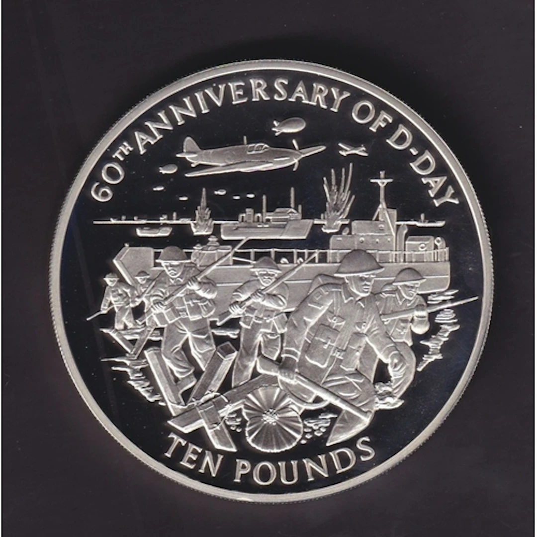 Guernsey 2004 D-Day Landings £10 five-ounce .925 silver proo...