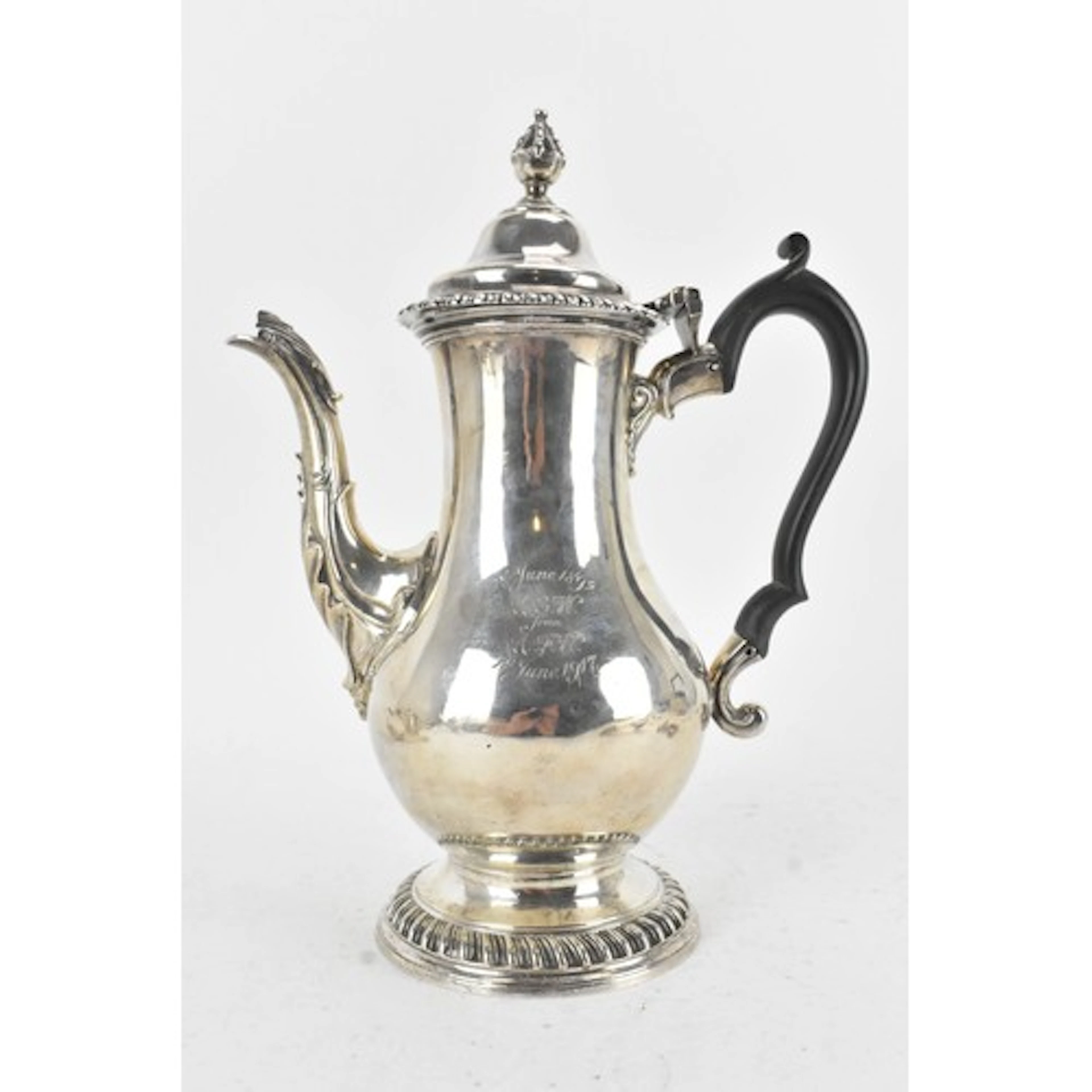 A George III silver coffee pot, makers mark rubbed, hallmark...