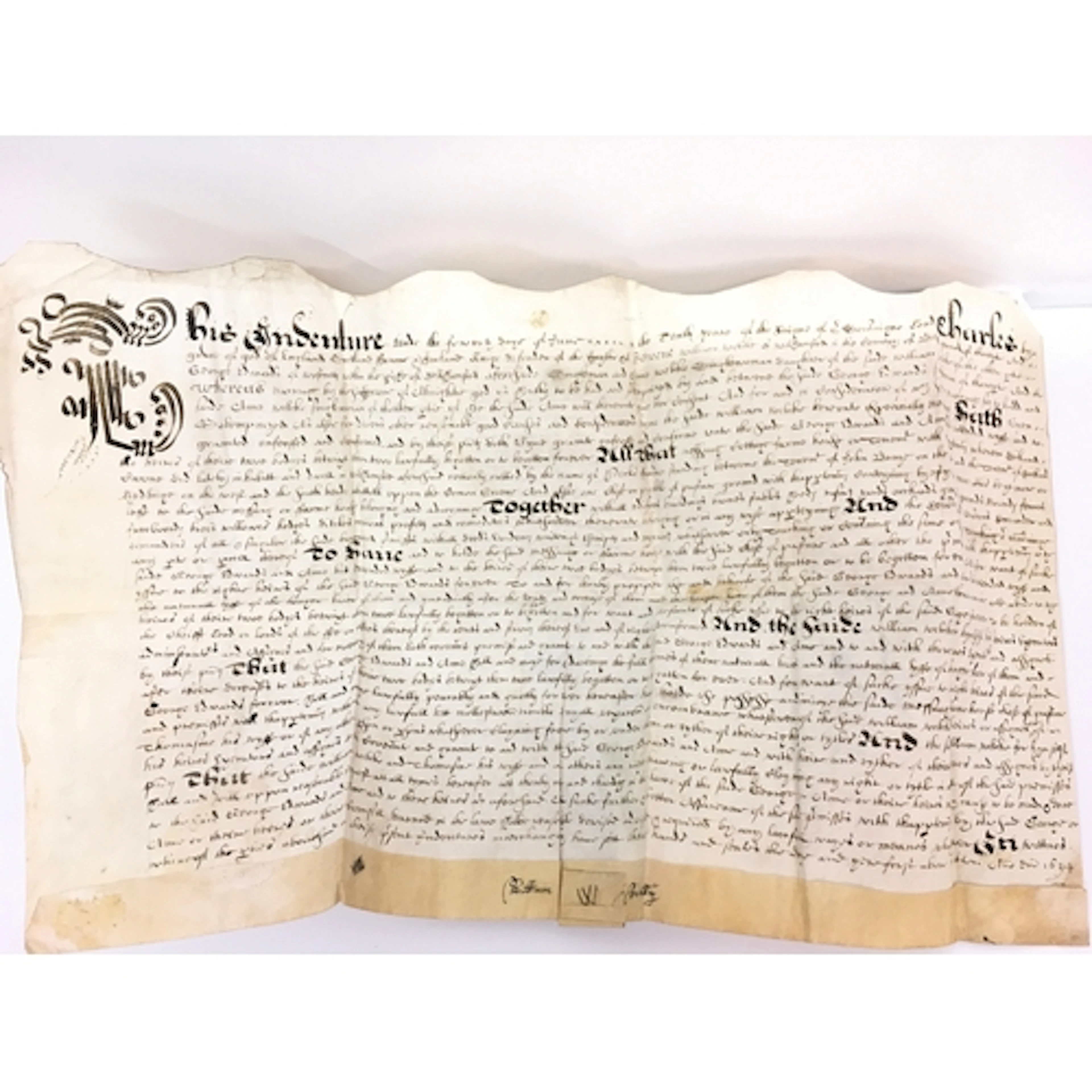 A selection of several documents. A 1624 Indenture/ agreemen...