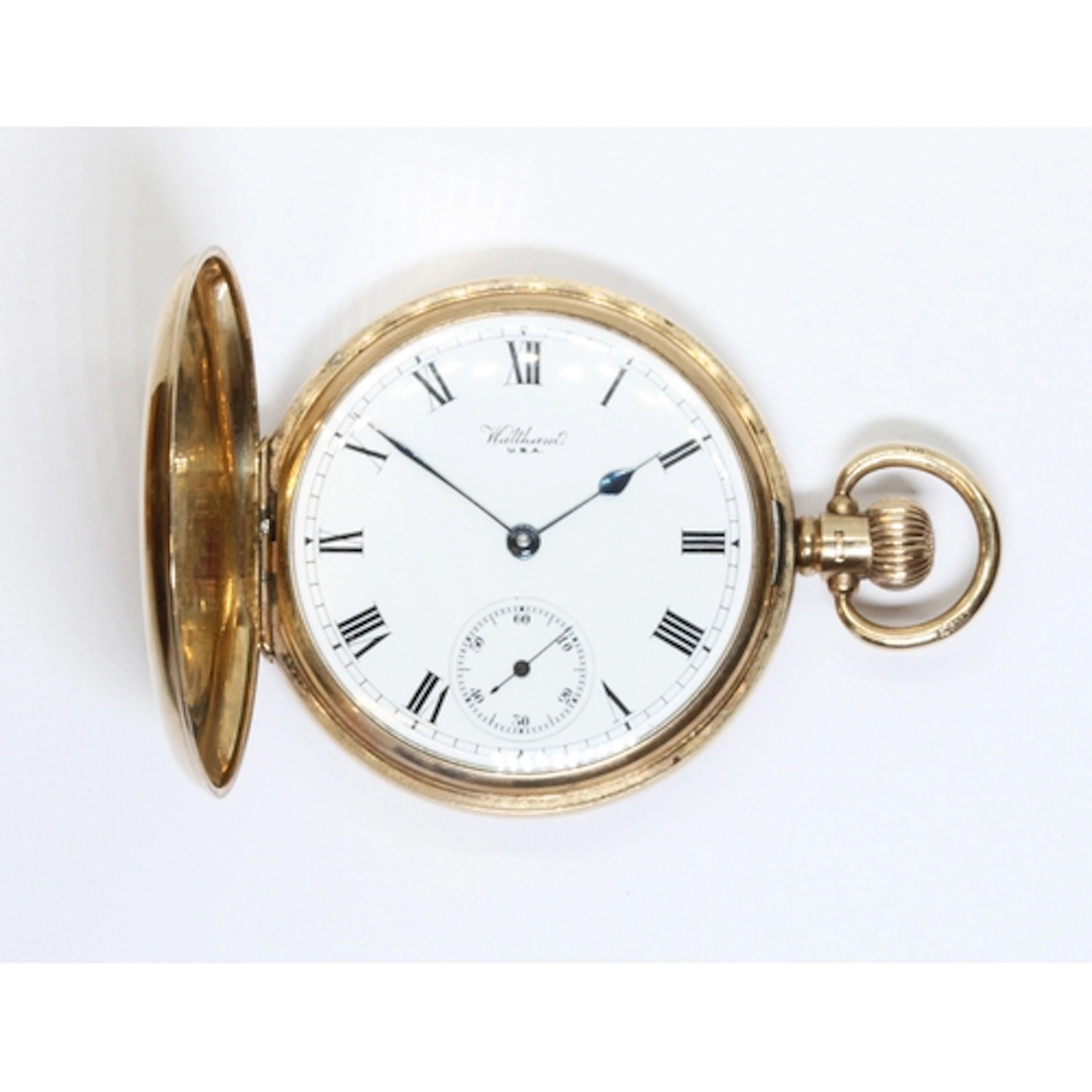 A Waltham Marquis 9ct gold full hunter pocket watch, 15 jewe...