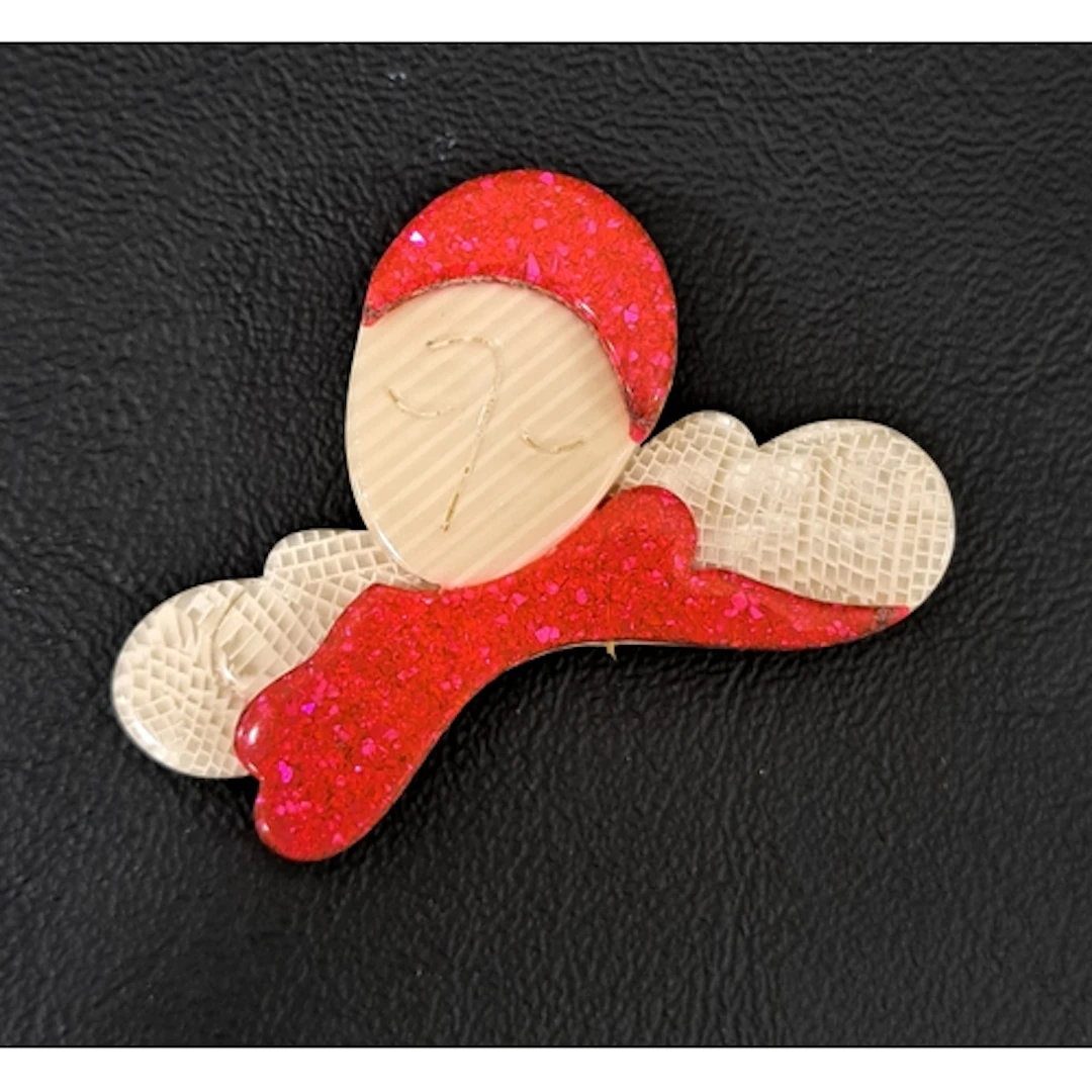 LEA STEIN COLUMBINE FLAPPER GIRL BROOCH with pink glitter ef...