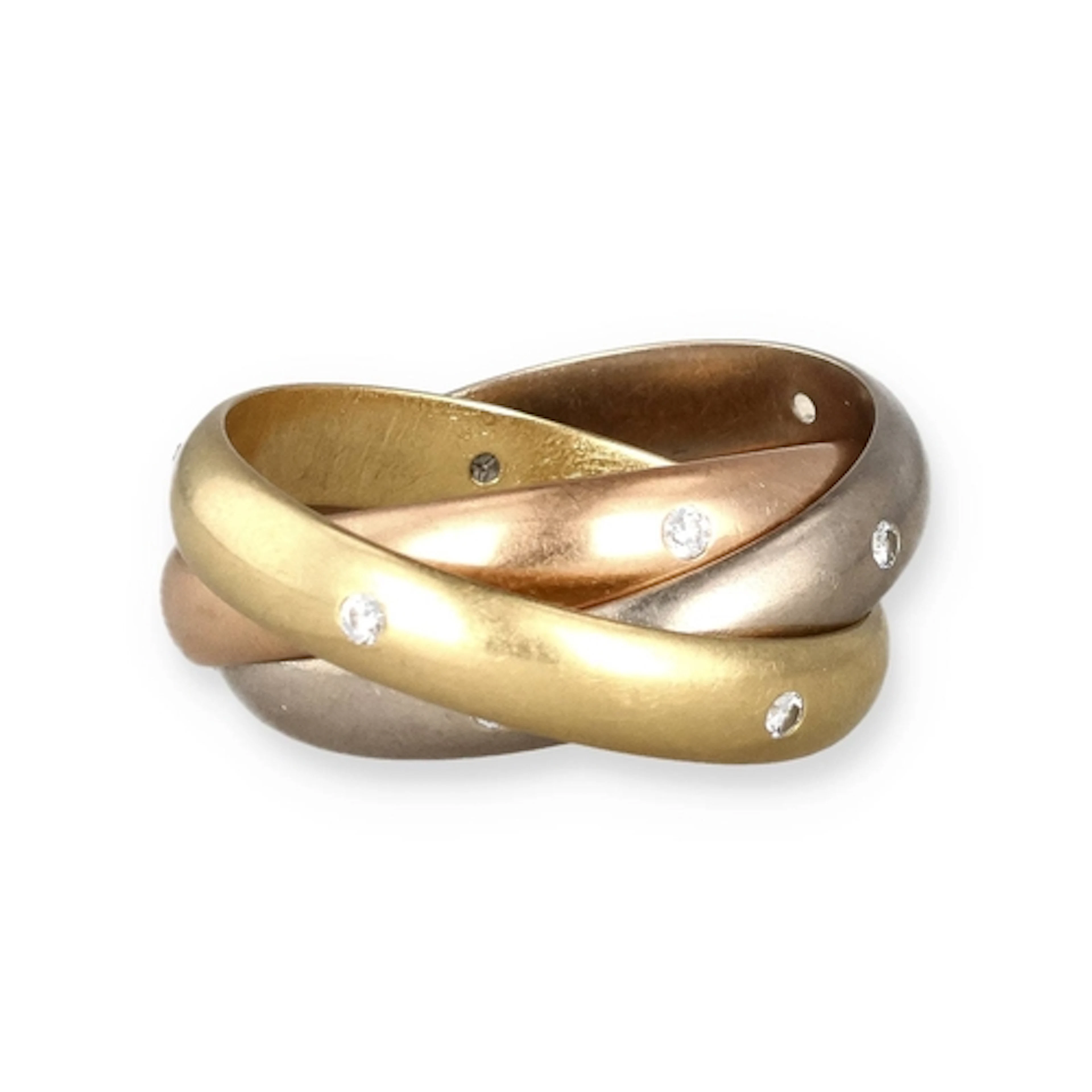 A CARTIER GOLD AND DIAMOND SET TRILOGY RING Comprising of th...