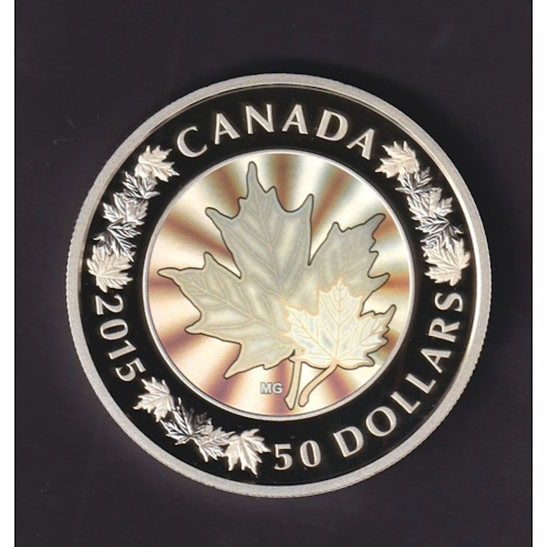 Canada 2015 Lustrous Maple Leaf Radiance, $50 Silver Proof c...