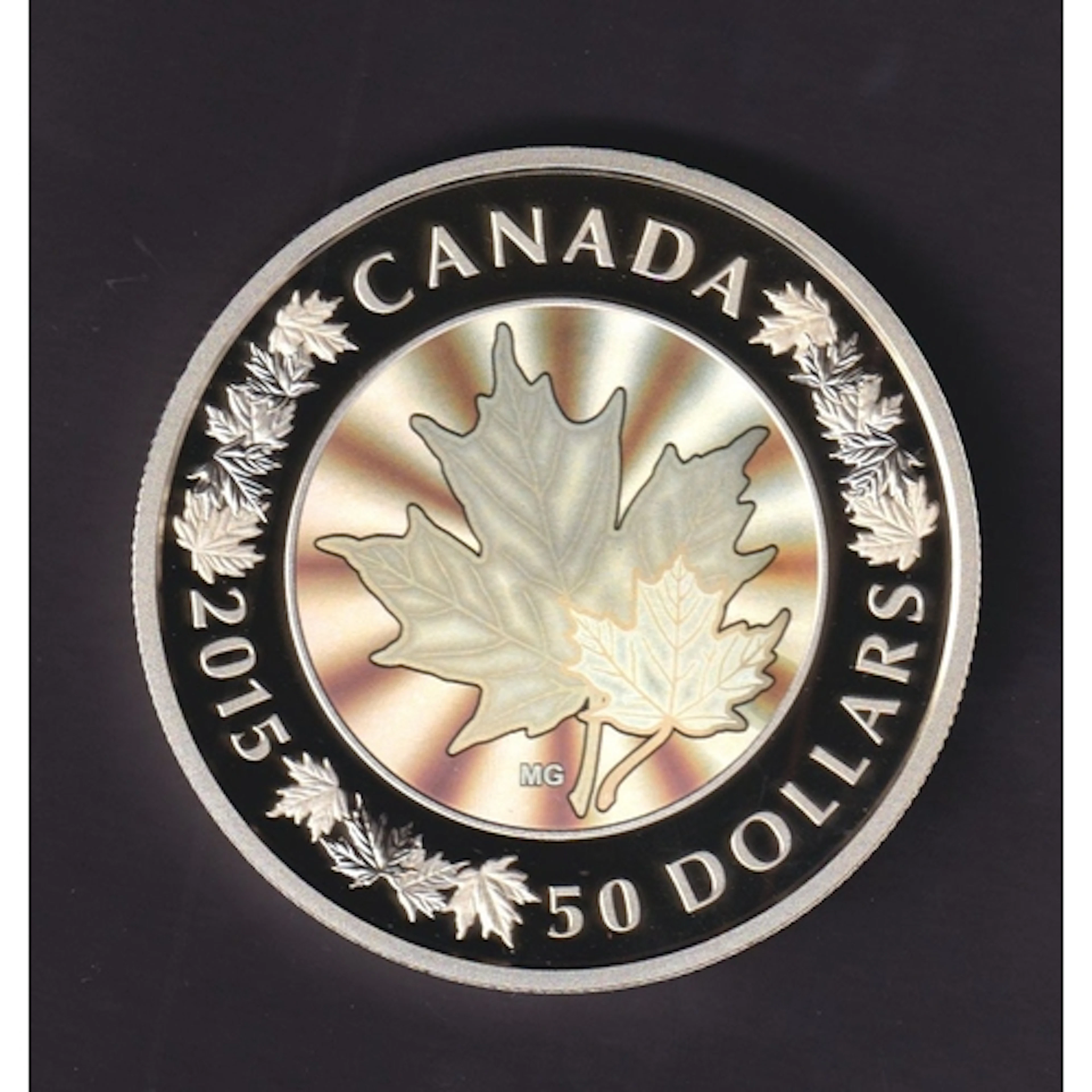 Canada 2015 Lustrous Maple Leaf Radiance, $50 Silver Proof c...