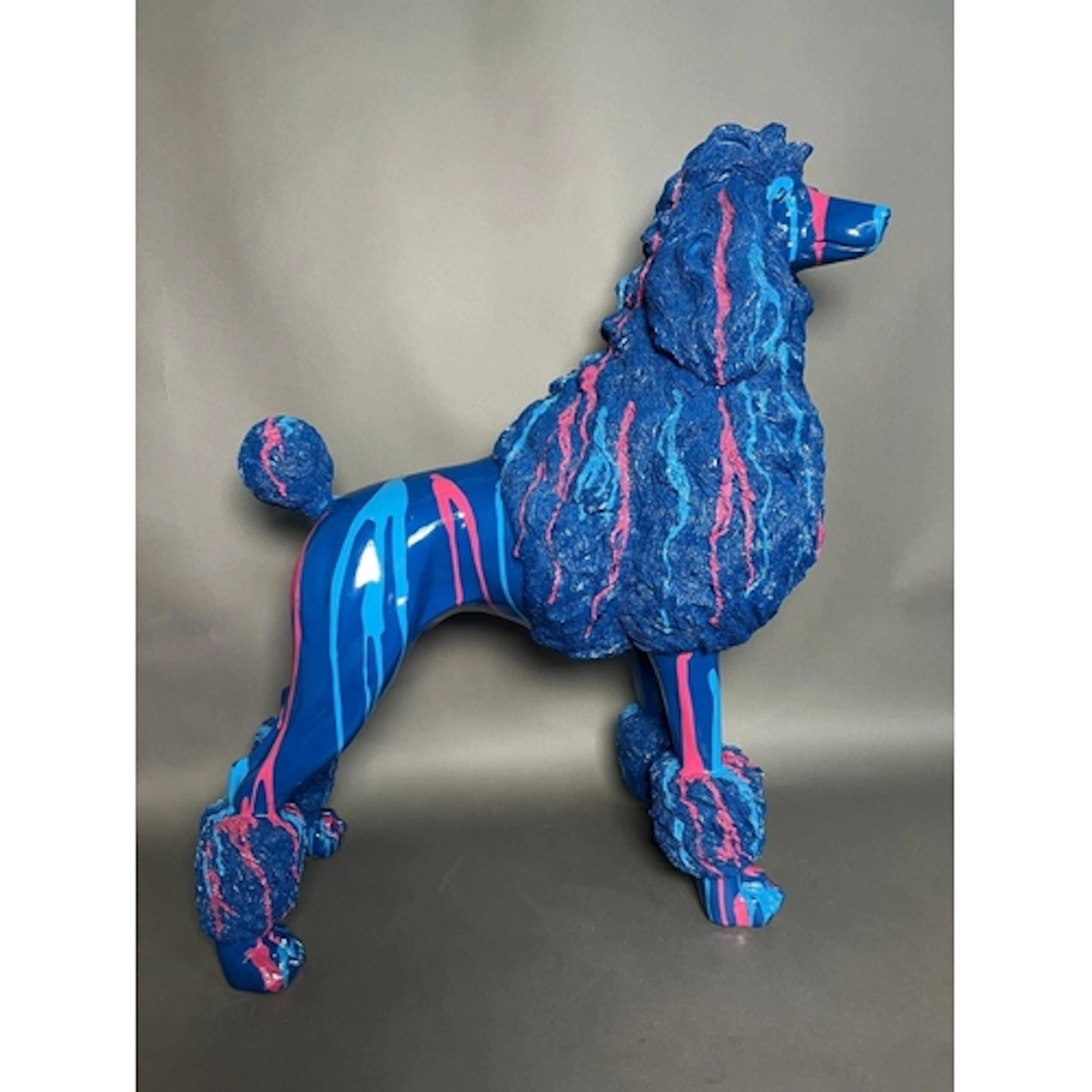 A large contemporary statue of a Standard Poodle in a Pop Ar...