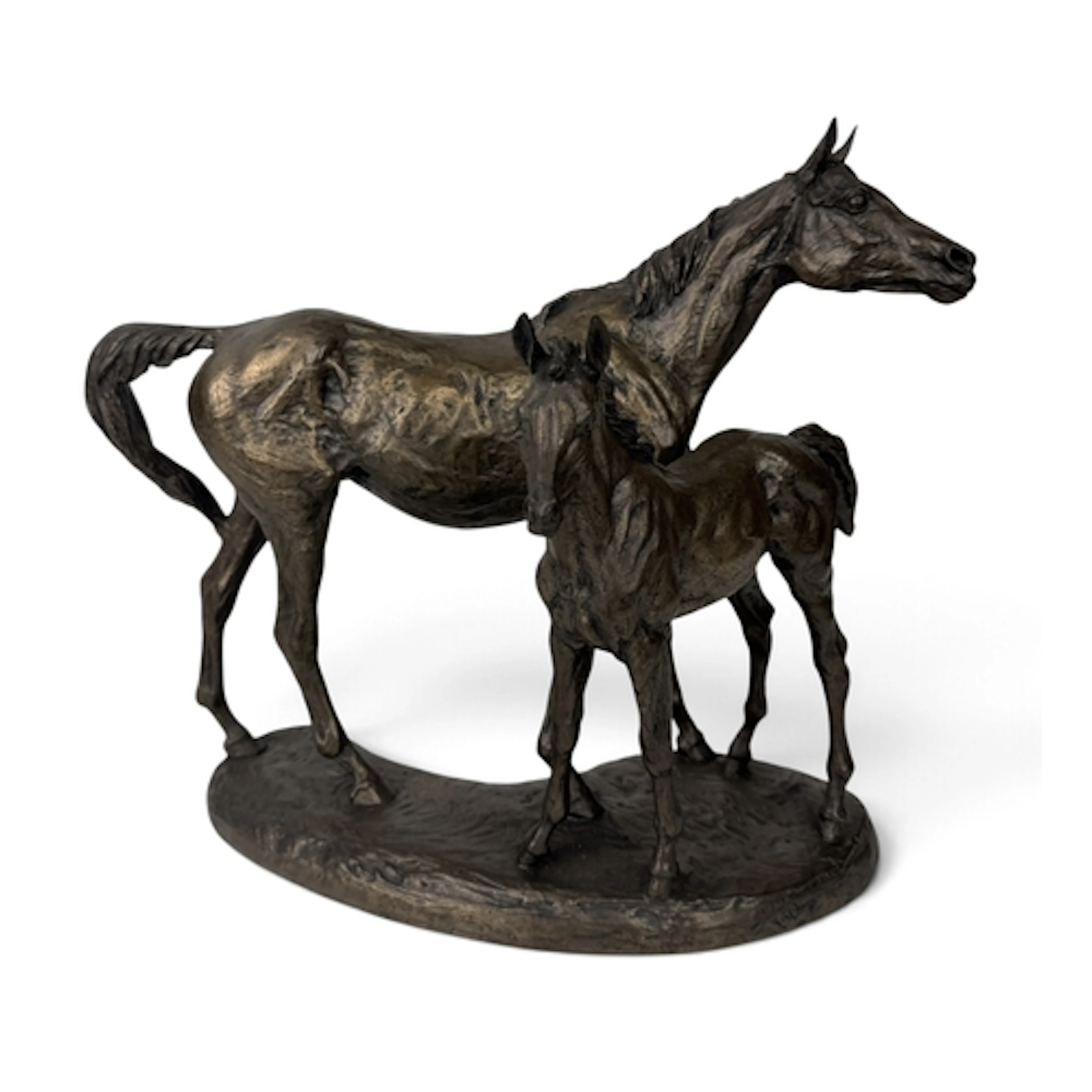 AMY OXENBOULD: A RESIN BRONZE FIGURAL GROUP 39cm x 31cm...