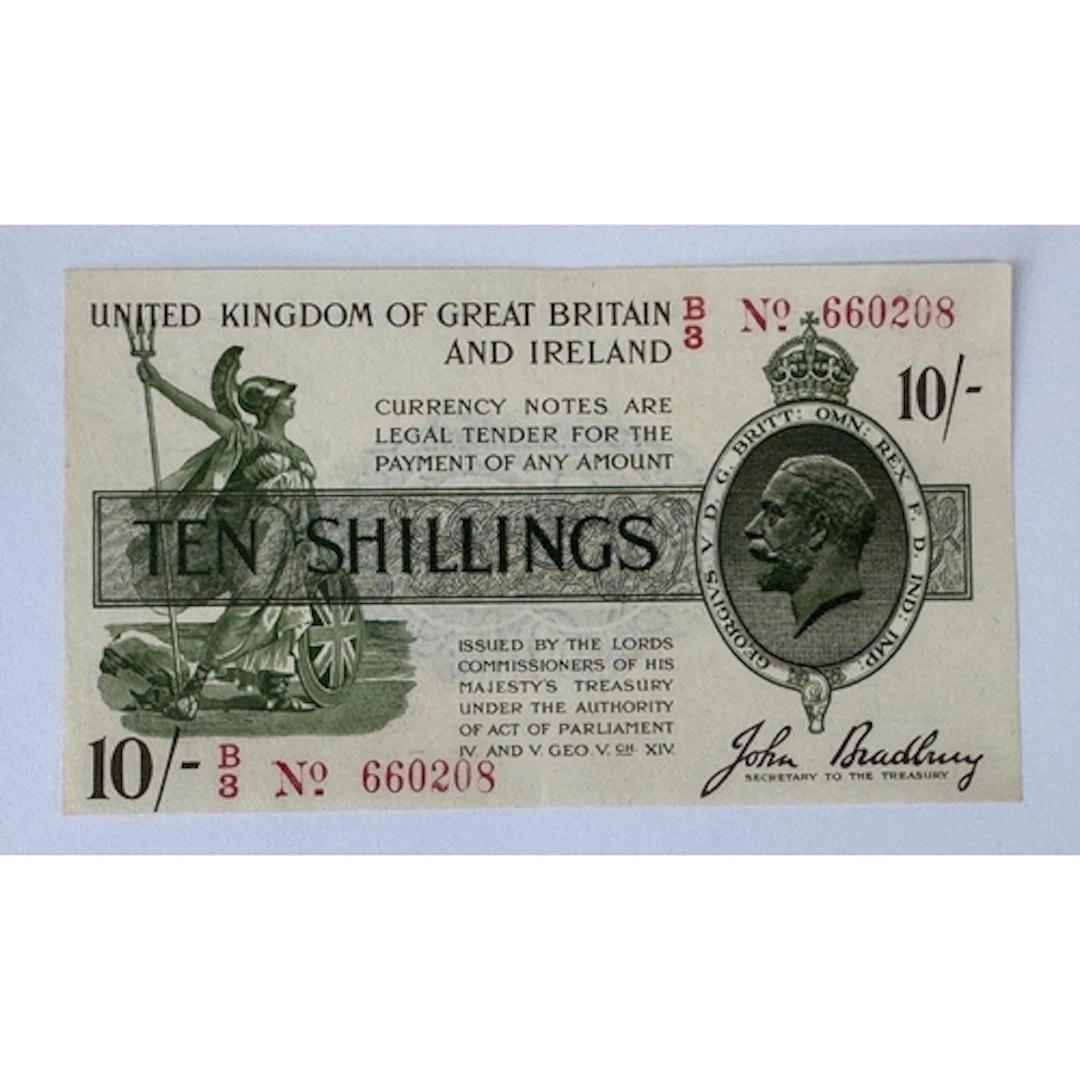 Banknotes: Treasury notes, Third issue, John Bradbury, 10/-,...